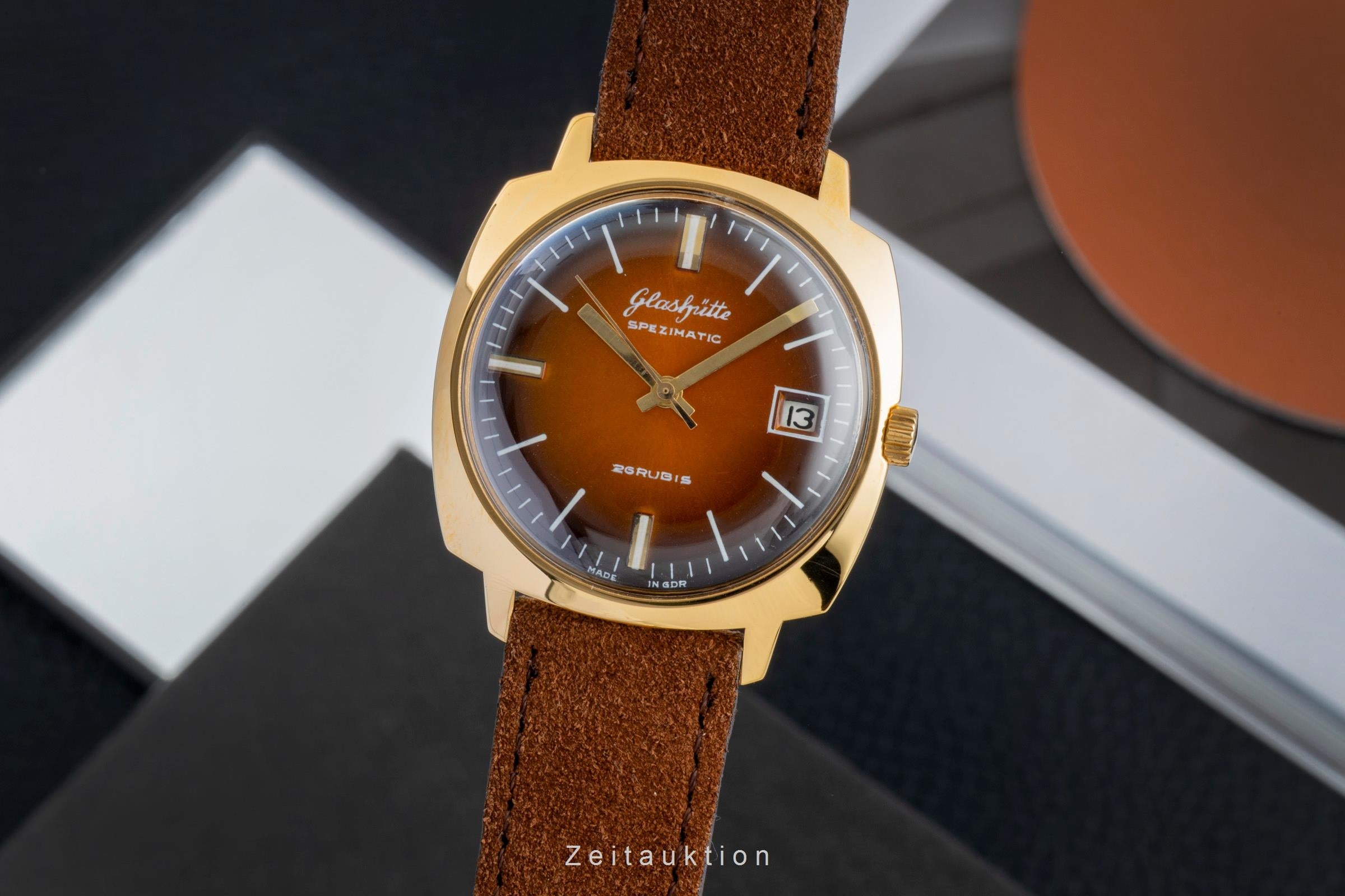 Glashütte Spezimatic latón bañado en oro automático reloj para caballeros Vintage  [2601786]