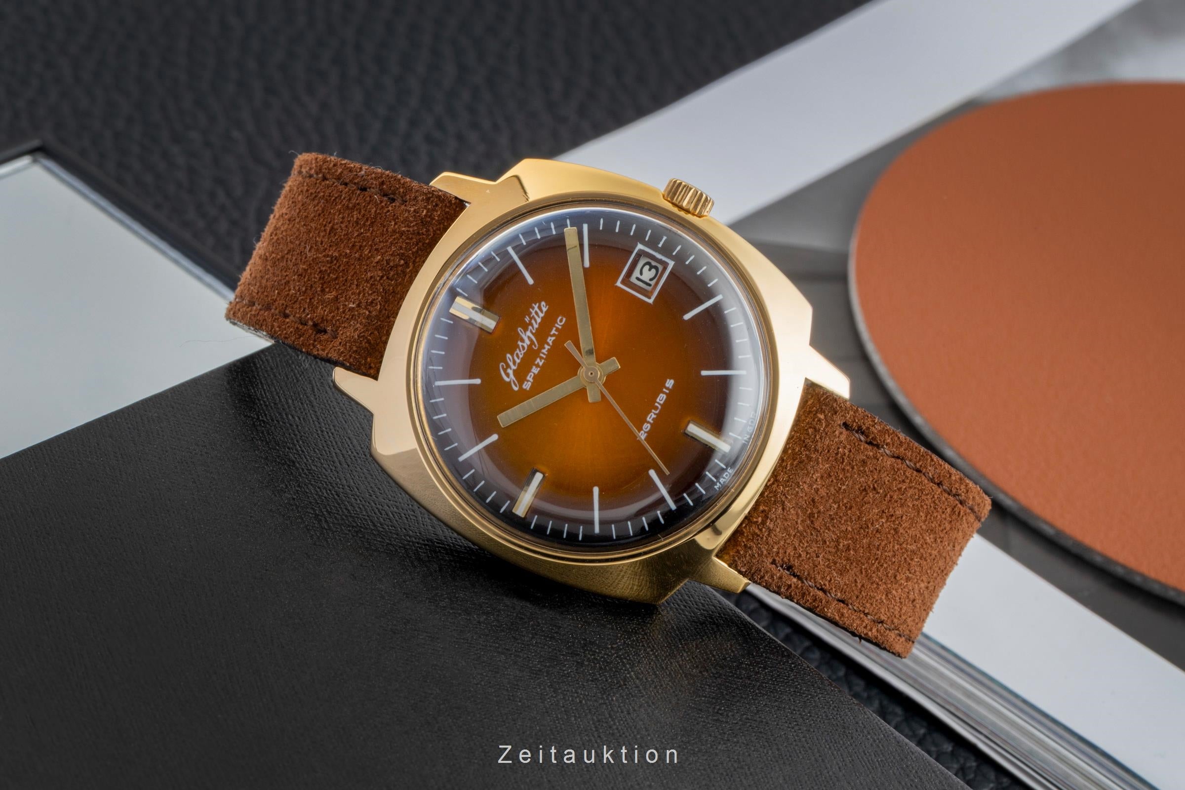 Glashütte Spezimatic latón bañado en oro automático reloj para caballeros Vintage  [2601786]