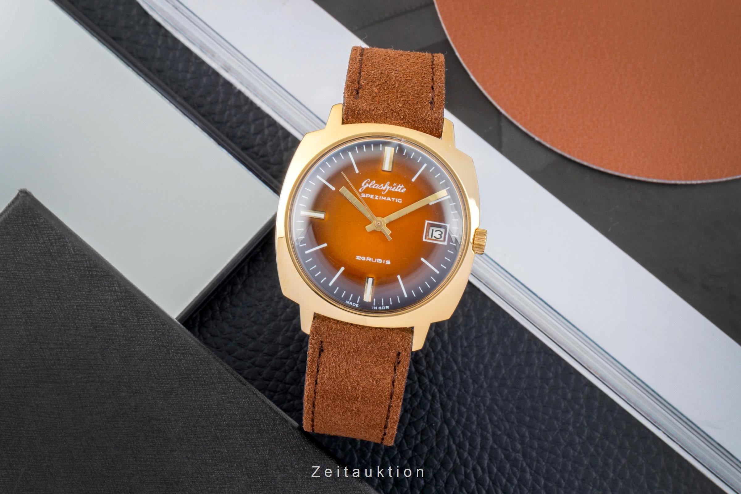 Glashütte Spezimatic latón bañado en oro automático reloj para caballeros Vintage  [2601786]