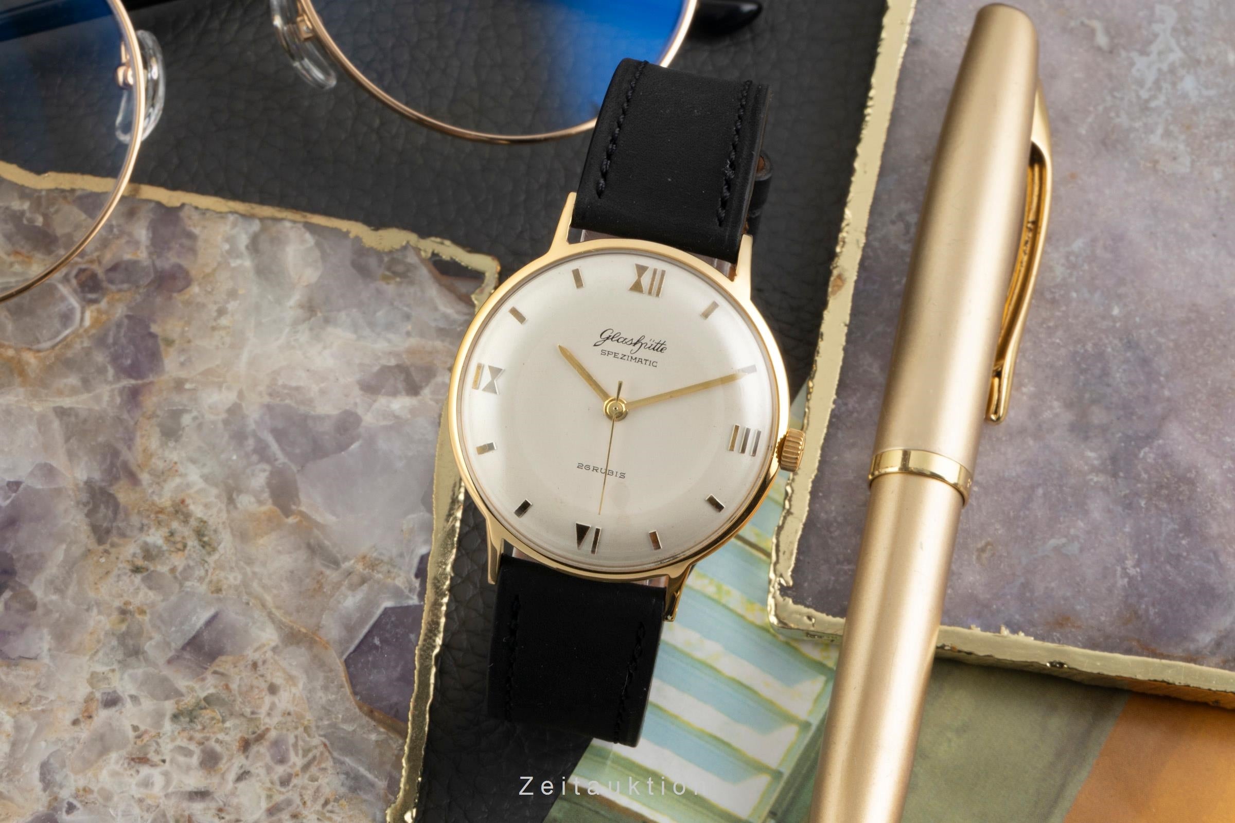 Glashütte Spezimatic latón bañado en oro automático reloj para caballeros Vintage  [2601789]