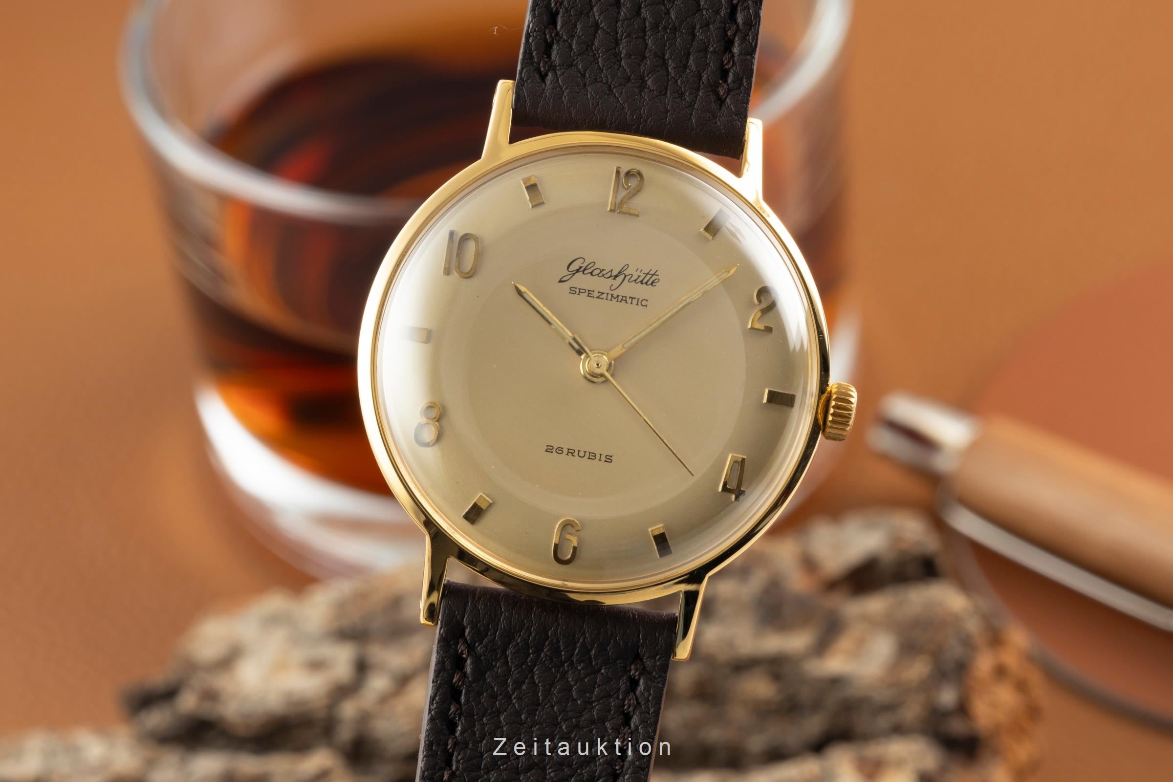 Glashütte Spezimatic latón bañado en oro automático reloj para caballeros Vintage  [2601792]