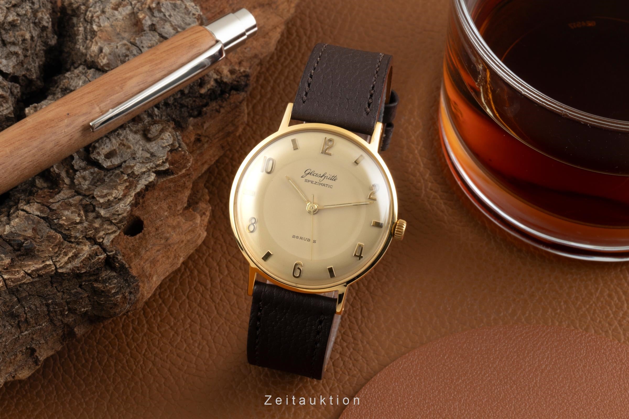 Glashütte Spezimatic latón bañado en oro automático reloj para caballeros Vintage  [2601792]
