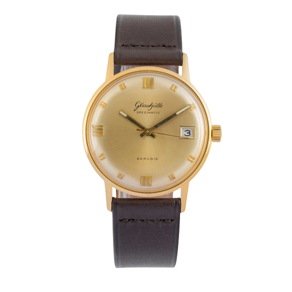 Glashütte Spezimatic latón bañado en oro automático reloj para caballeros Vintage  [2601794]