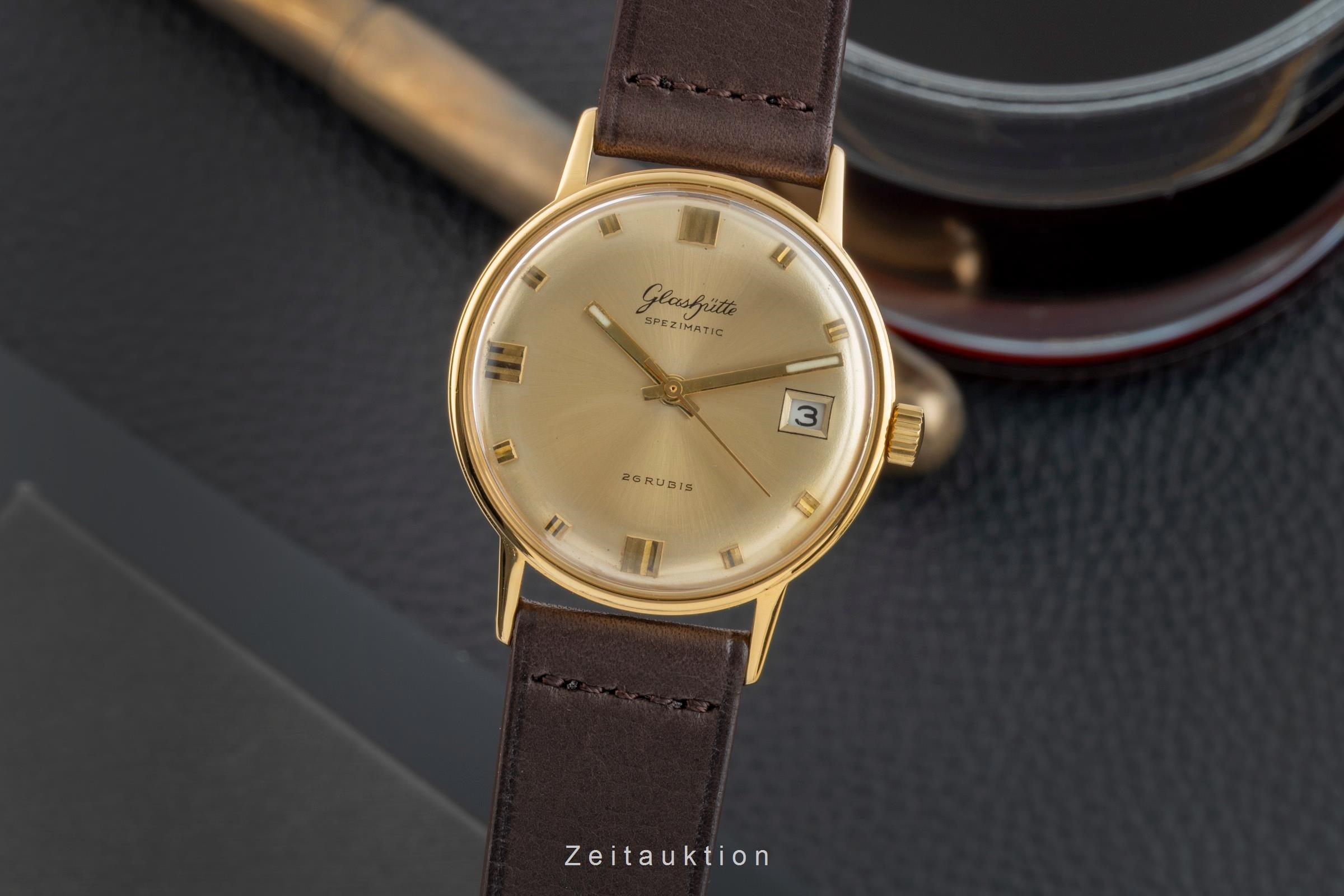 Glashütte Spezimatic latón bañado en oro automático reloj para caballeros Vintage  [2601794]