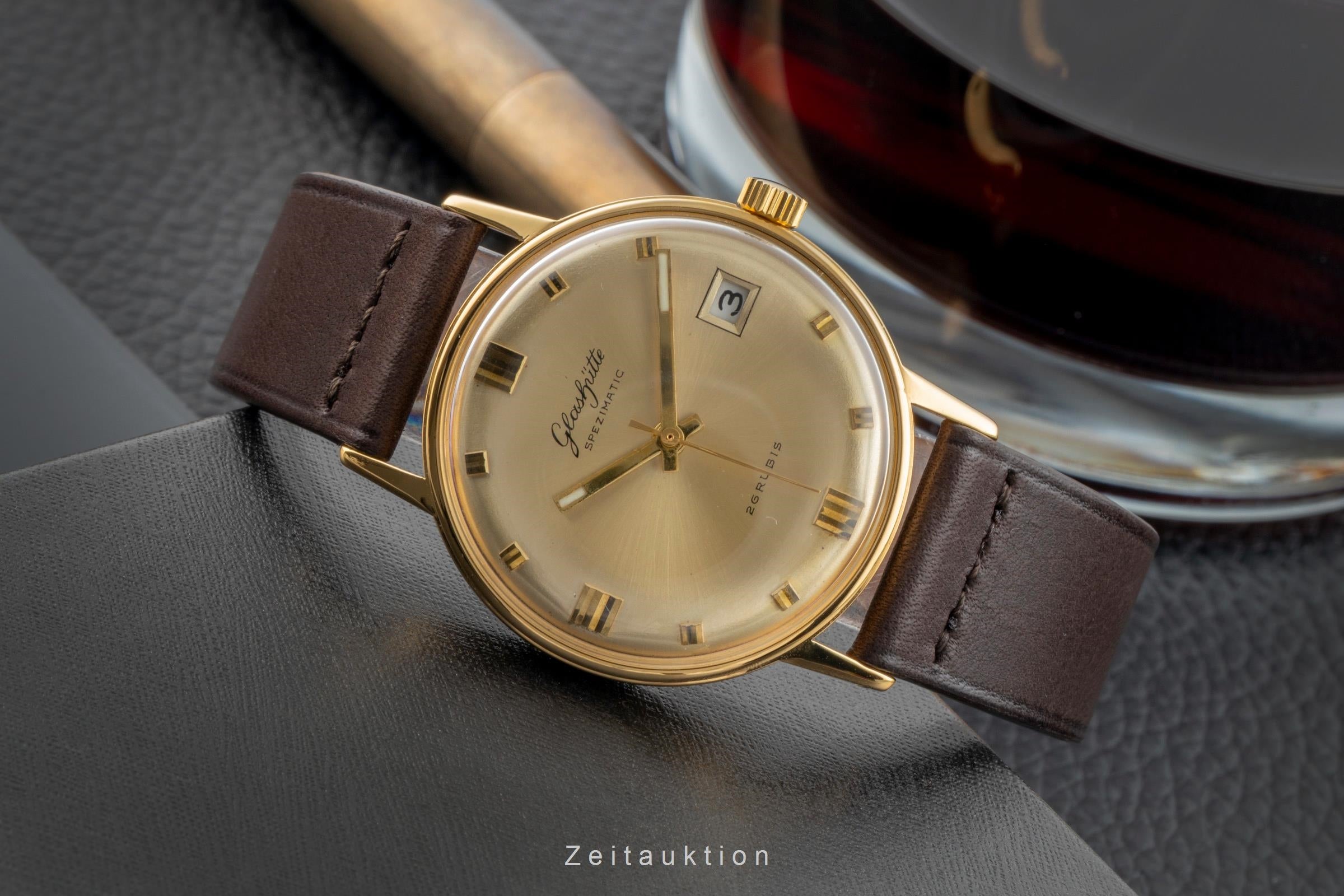 Glashütte Spezimatic latón bañado en oro automático reloj para caballeros Vintage  [2601794]