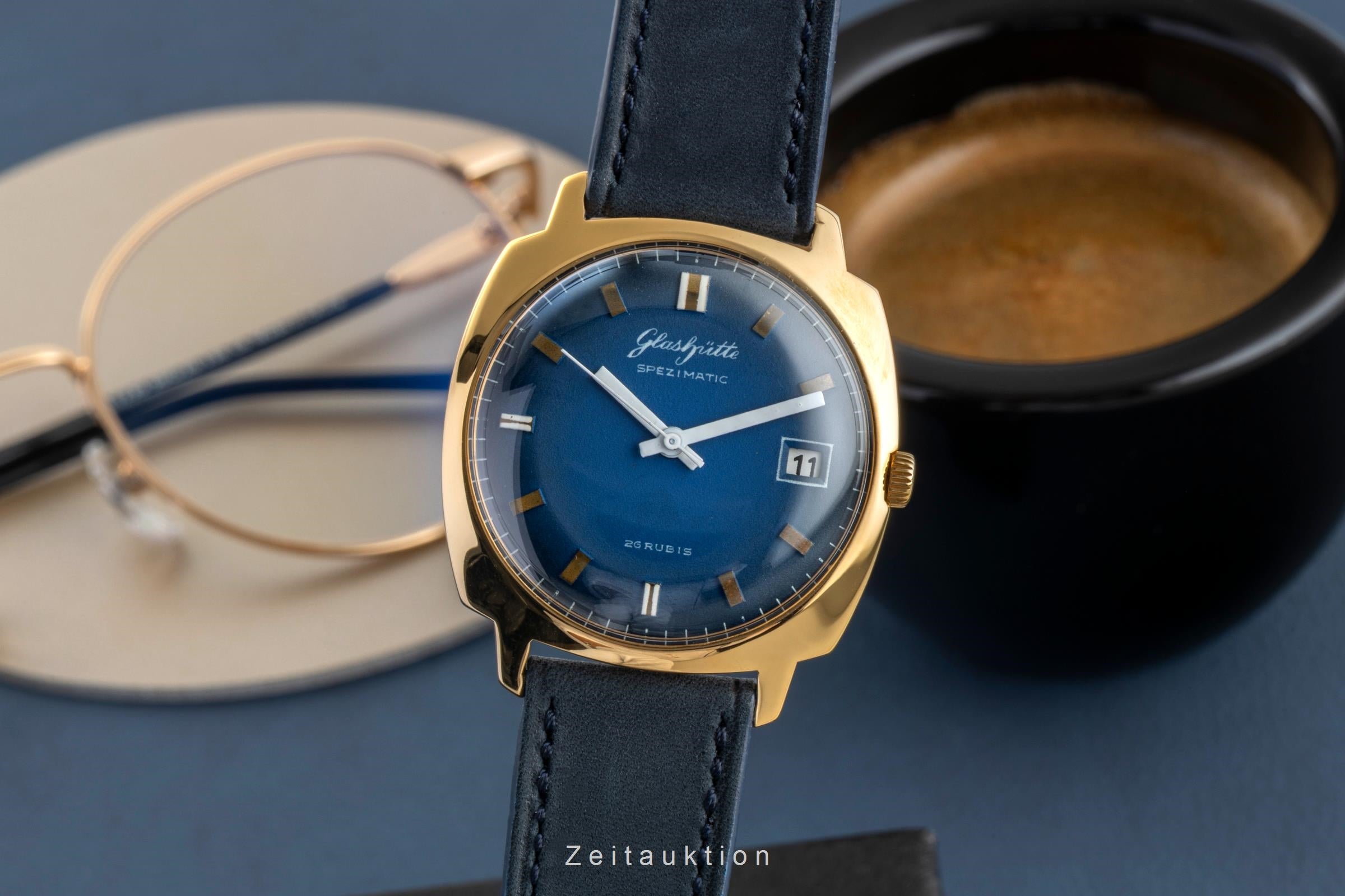 Glashütte Spezimatic latón bañado en oro automático reloj para caballeros Vintage  [2601803]
