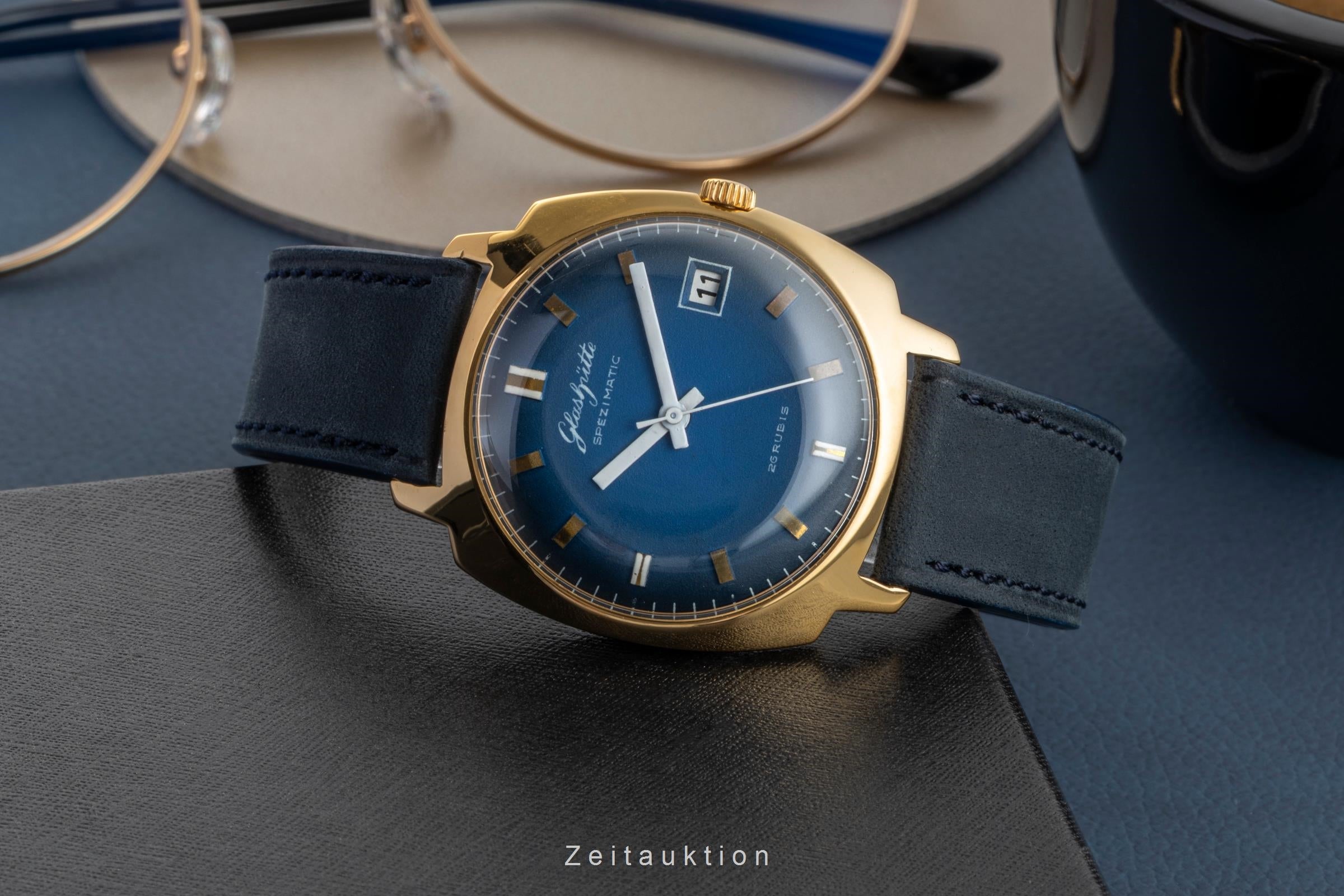 Glashütte Spezimatic latón bañado en oro automático reloj para caballeros Vintage  [2601803]