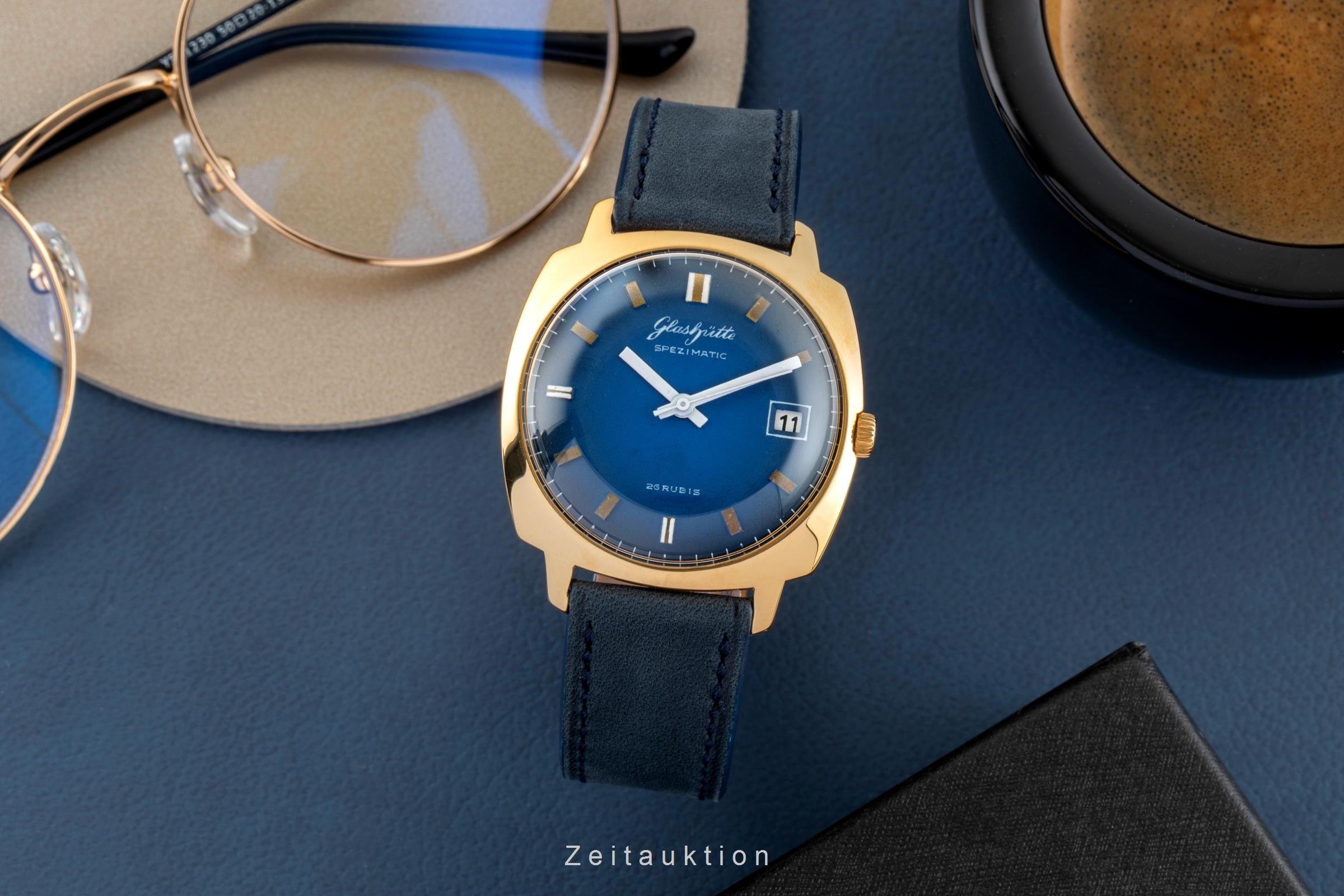 Glashütte Spezimatic latón bañado en oro automático reloj para caballeros Vintage  [2601803]
