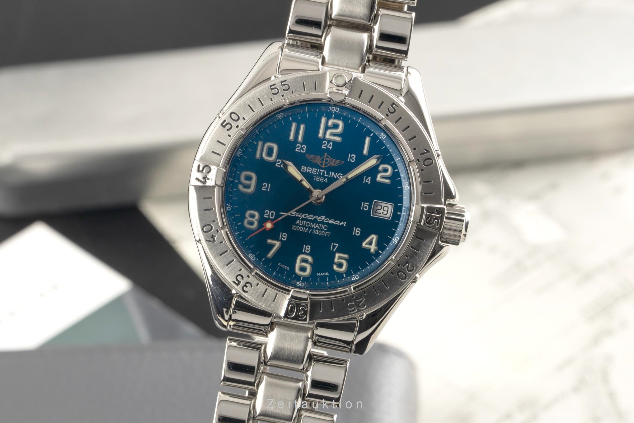 Breitling Superocean Automatik Datum Edelstahl Herrenuhr Ref. A17340 Box  [2601837]