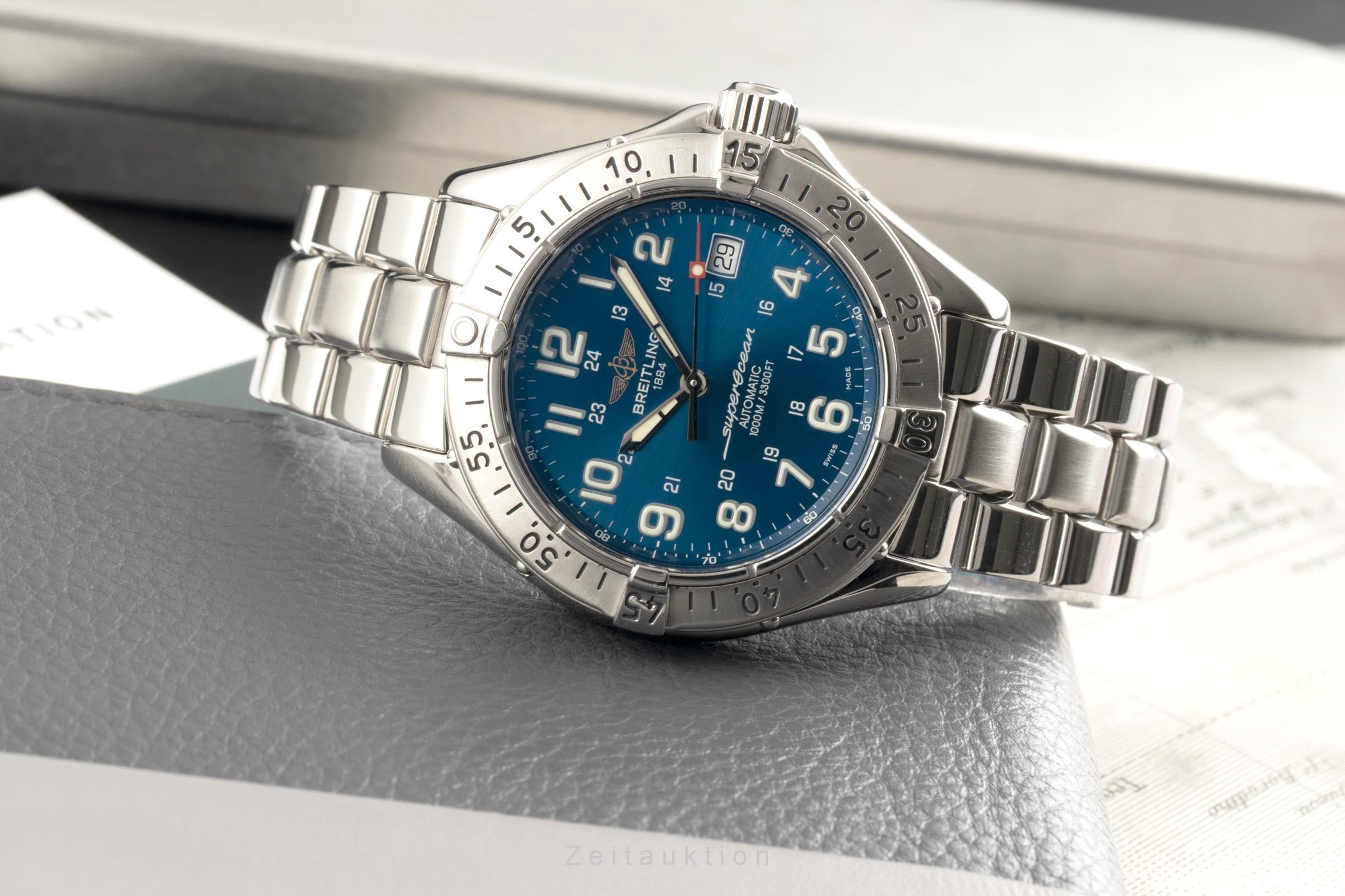 Breitling Superocean Automatik Datum Edelstahl Herrenuhr Ref. A17340 Box  [2601837]