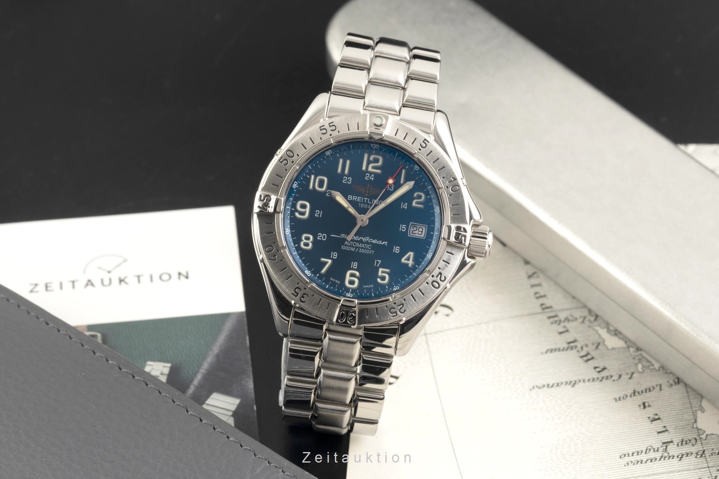 Breitling Superocean Automatik Datum Edelstahl Herrenuhr Ref. A17340 Box  [2601837]
