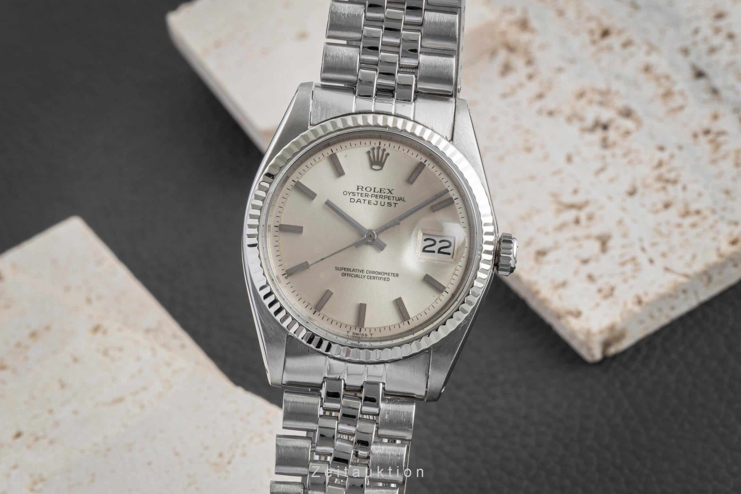 Rolex Datejust acciaio / oro bianco automatismo orologio da uomo 1601 Vintage  [2601849]