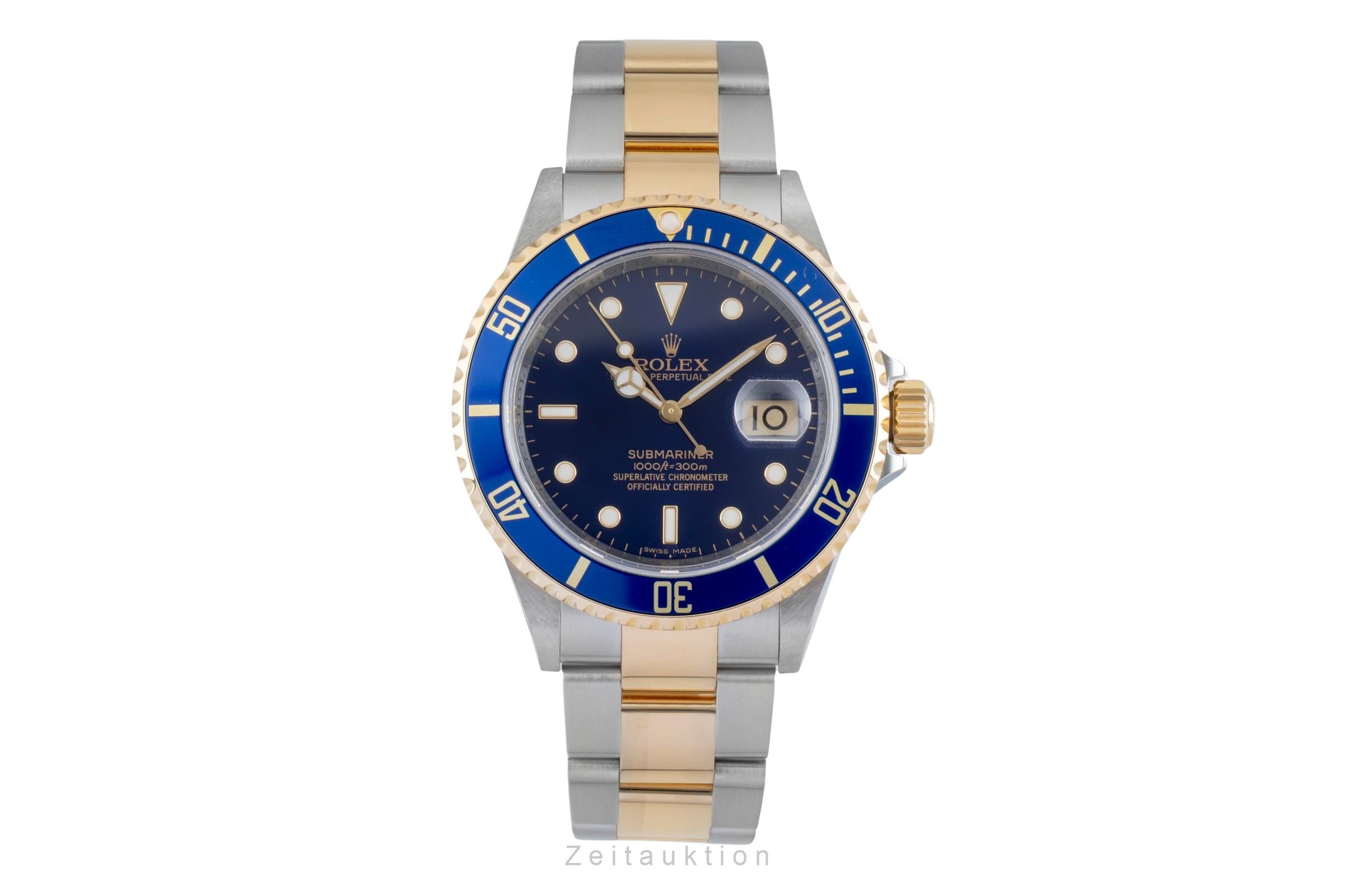 Rolex Submariner Stahl / Gold Herrenuhr Blue Dial Ref. 16613 B&P 2008 M-Serie [2601858]