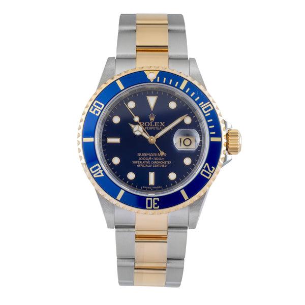 Rolex Submariner Stahl / Gold Herrenuhr Blue Dial Ref. 16613 B&P 2008 M-Serie [2601858]