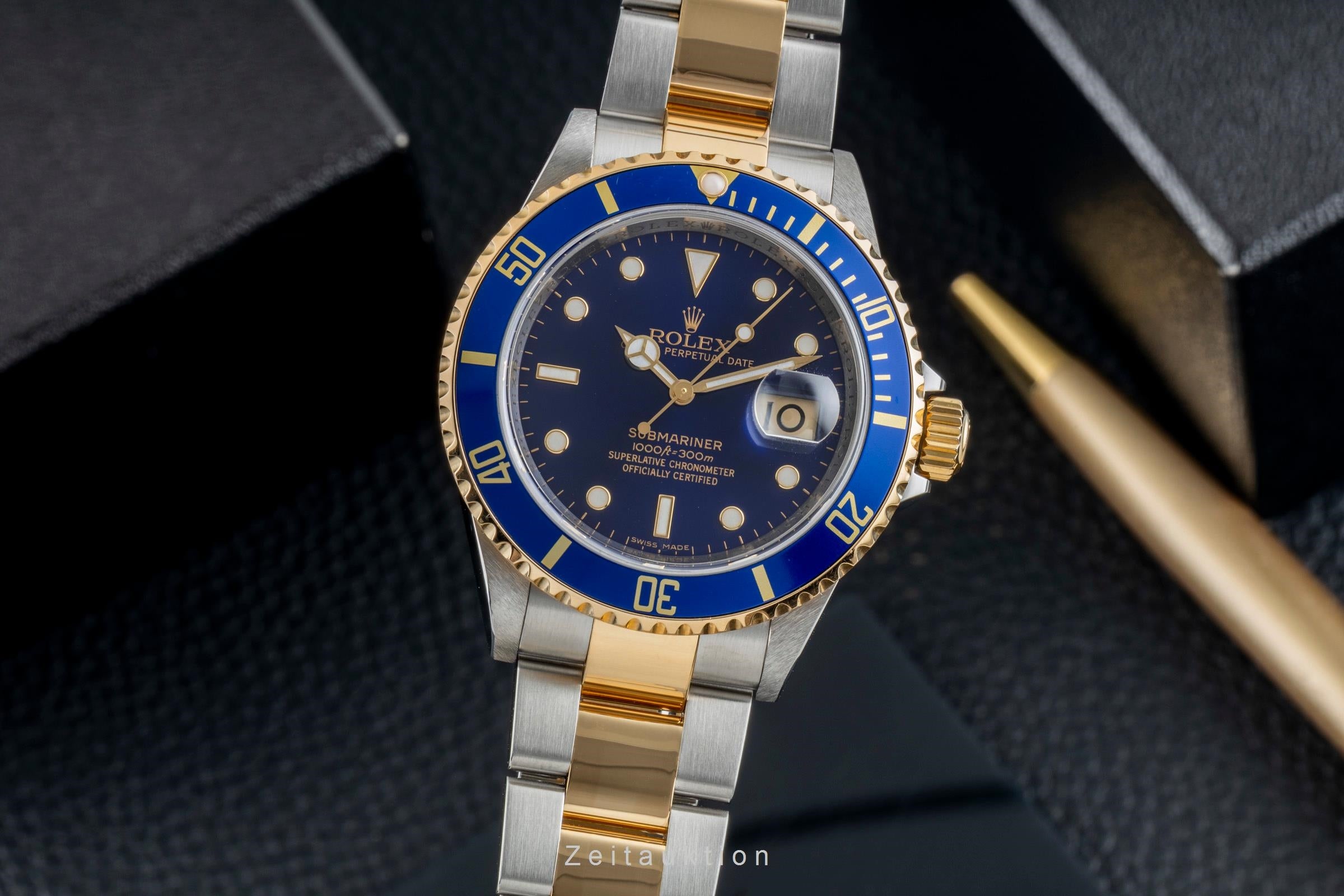 Rolex Submariner Stahl / Gold Herrenuhr Blue Dial Ref. 16613 B&P 2008 M-Serie [2601858]