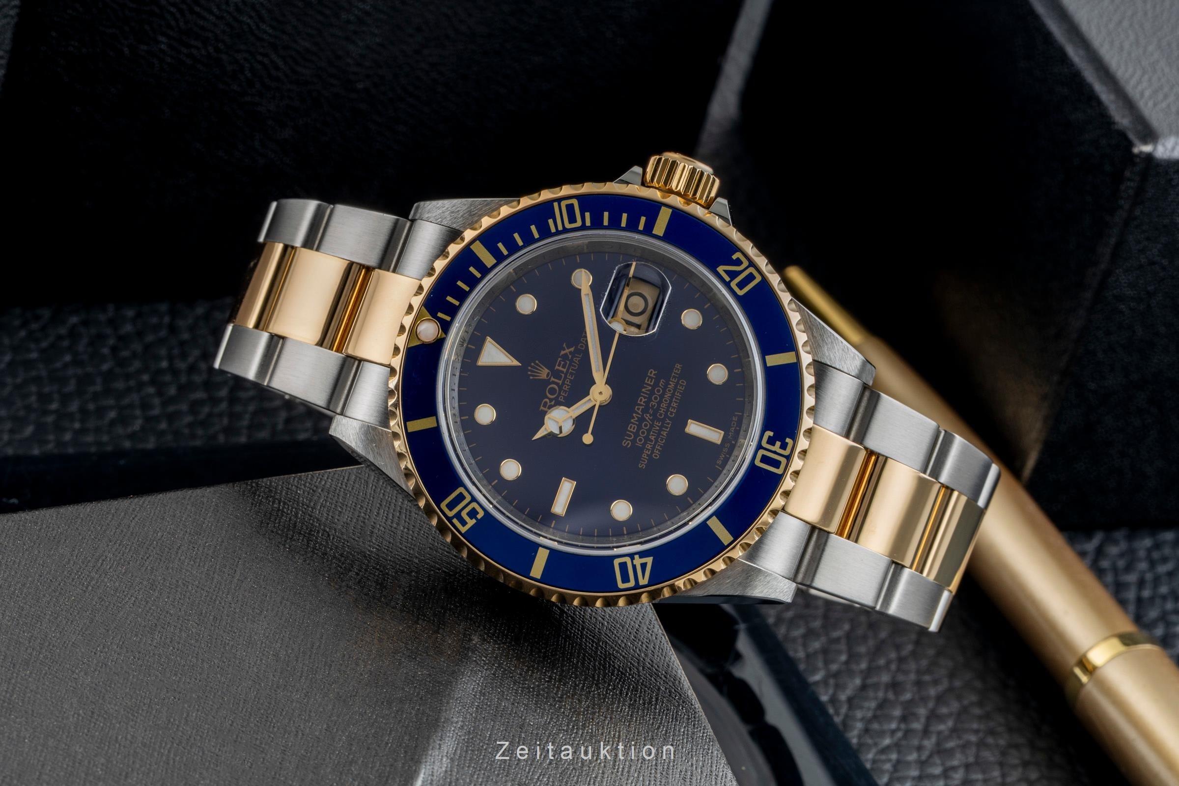 Rolex Submariner Stahl / Gold Herrenuhr Blue Dial Ref. 16613 B&P 2008 M-Serie [2601858]