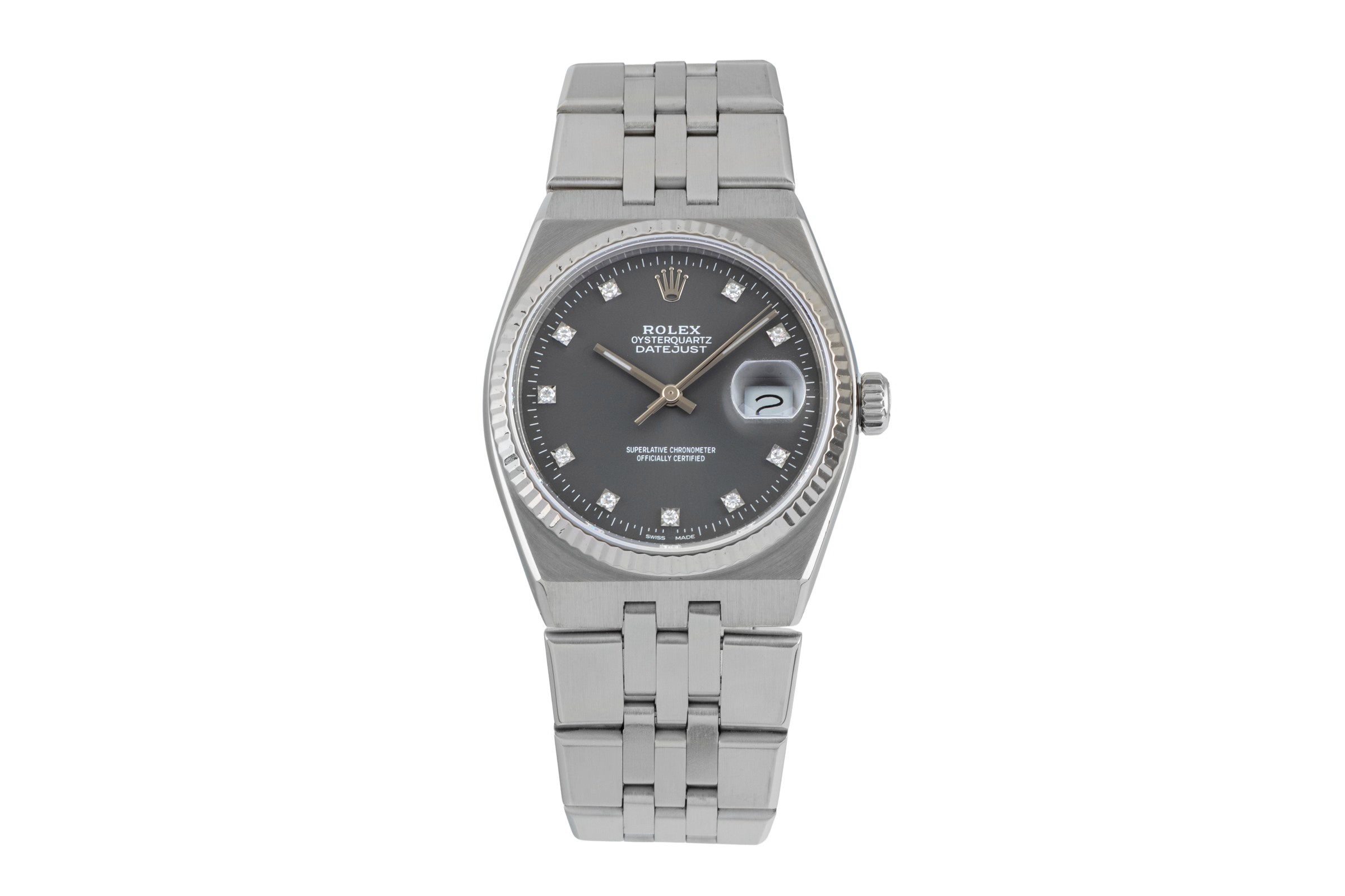 Rolex Oysterquartz acier / or blanc quartz montre pour hommes 17014 Vintage  [2601884]