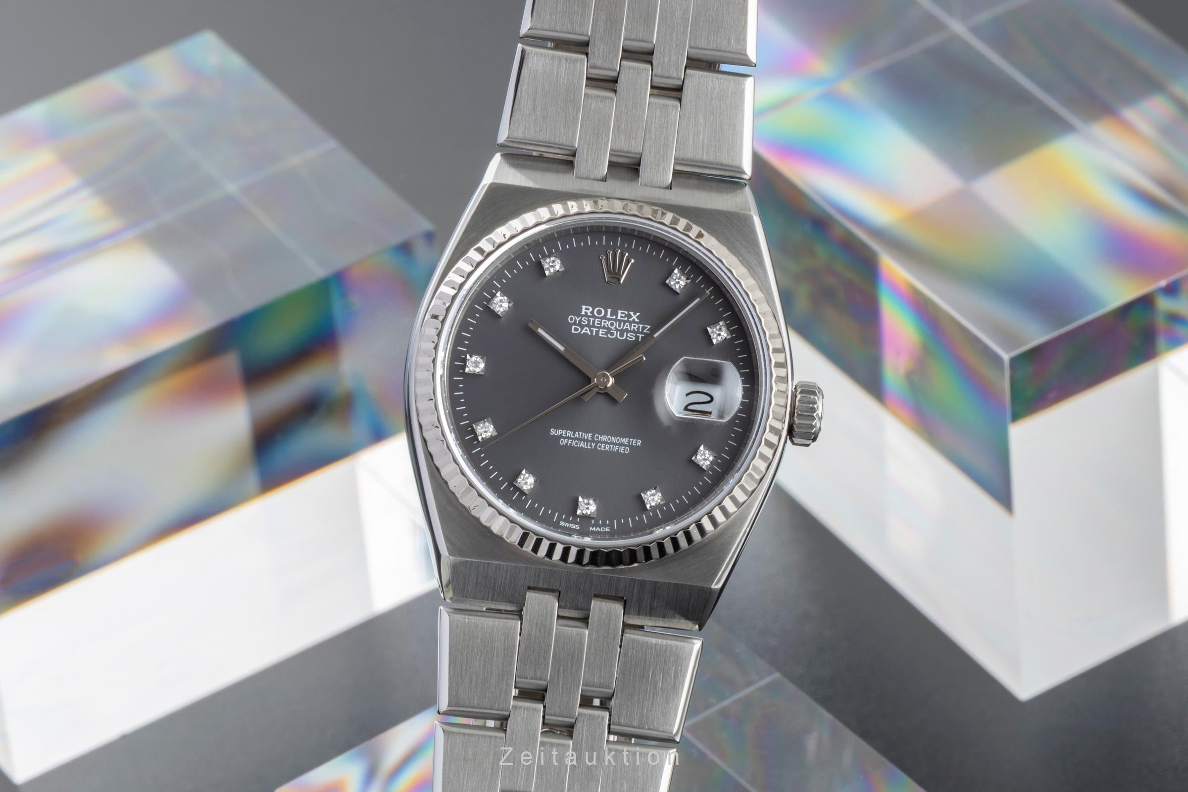 Rolex Oysterquartz acier / or blanc quartz montre pour hommes 17014 Vintage  [2601884]
