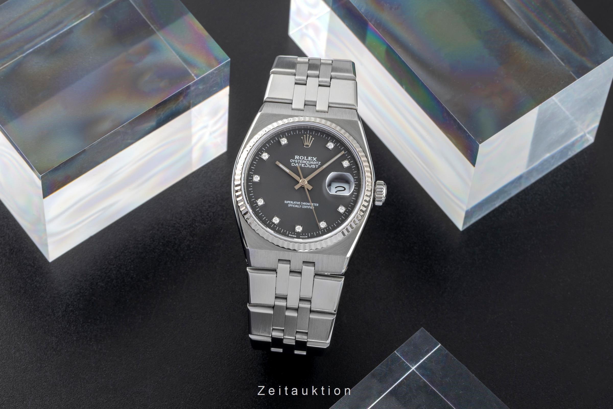 Rolex Oysterquartz acier / or blanc quartz montre pour hommes 17014 Vintage  [2601884]