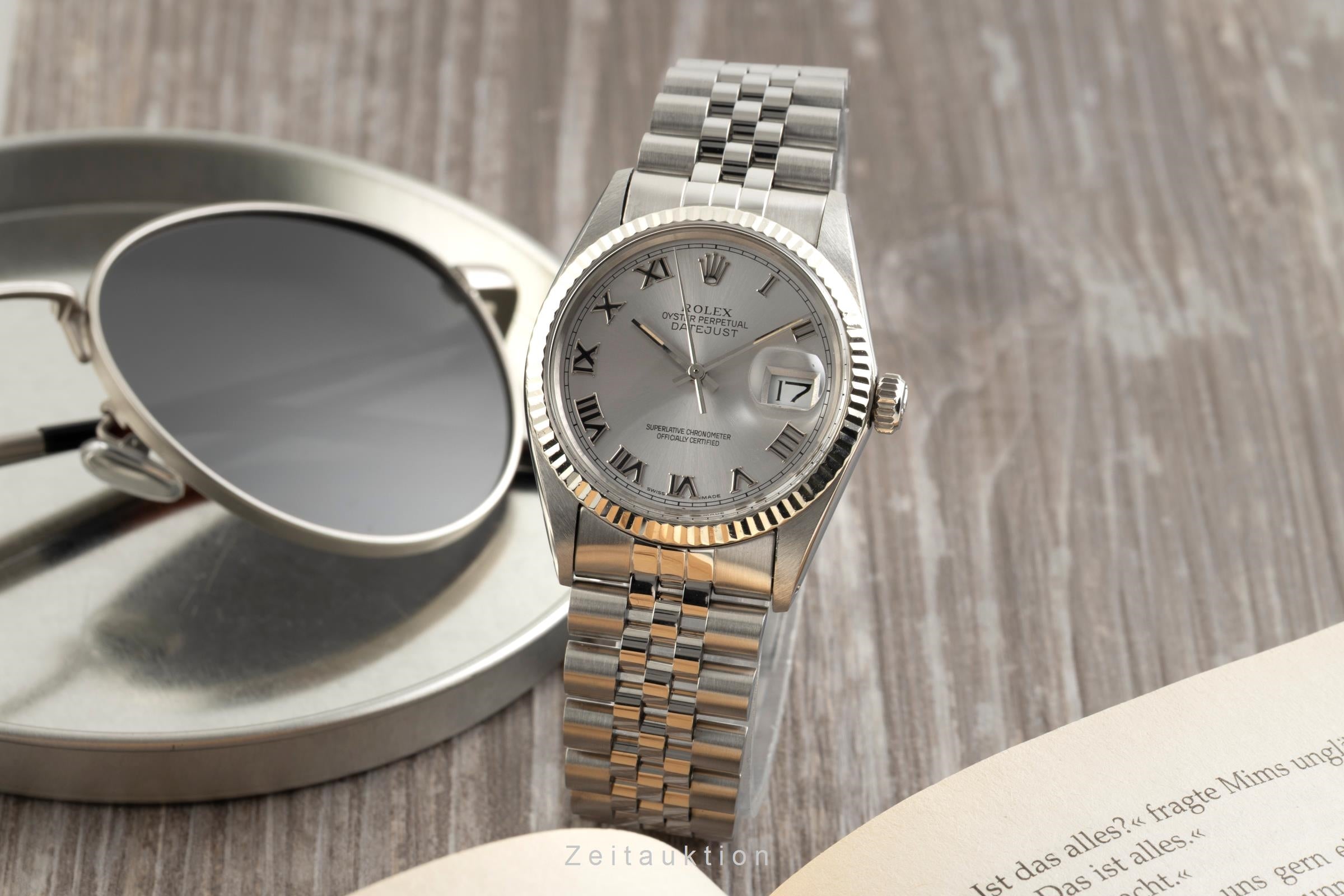 Rolex Datejust acier / or blanc automatique montre pour hommes 16014 Vintage  [2601931]