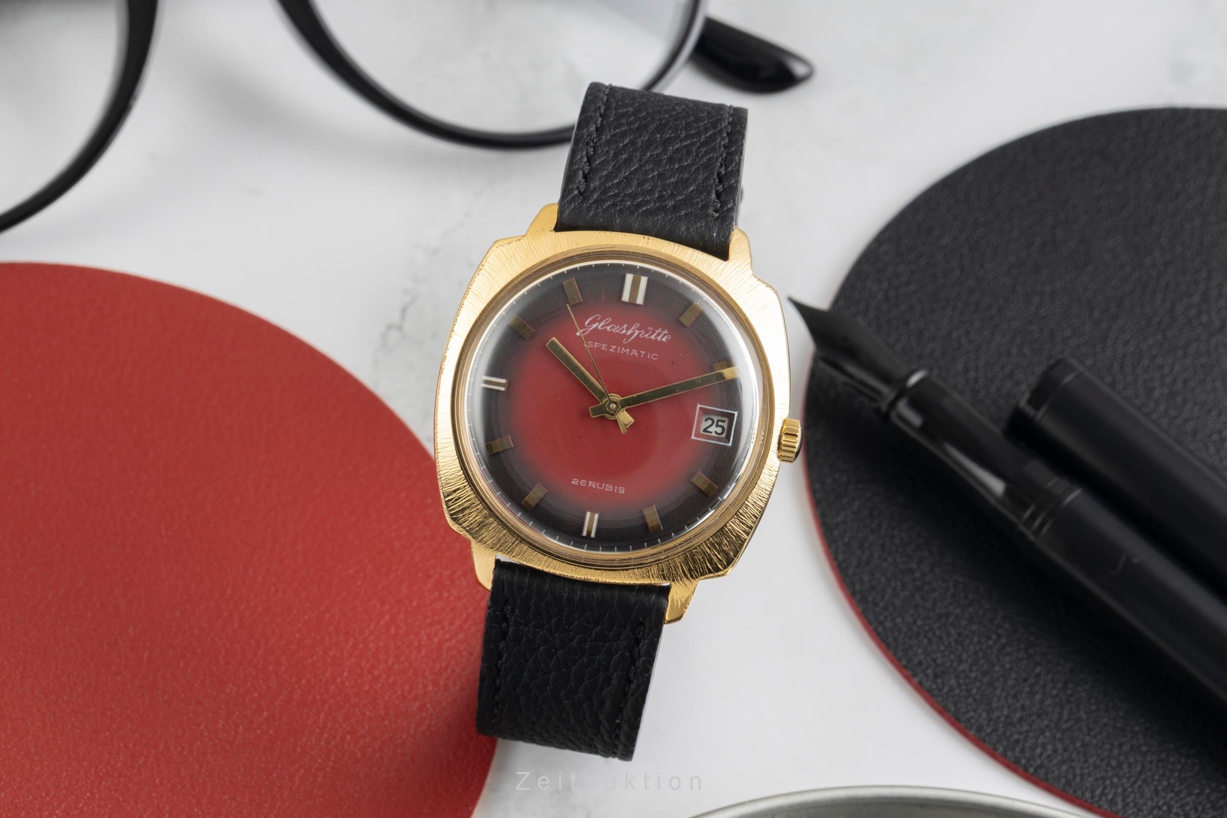 Glashütte Spezimatic latón bañado en oro automático reloj para caballeros Vintage  [2601938]