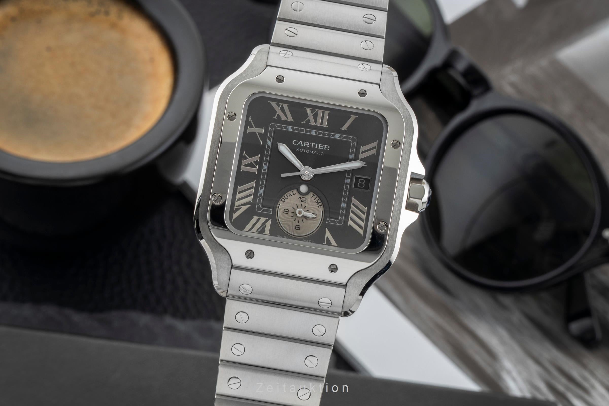 Cartier Santos Stahl Dual Time Herrenuhr Ref. WSSA0076 Box & Papiere 2025 [2601991]