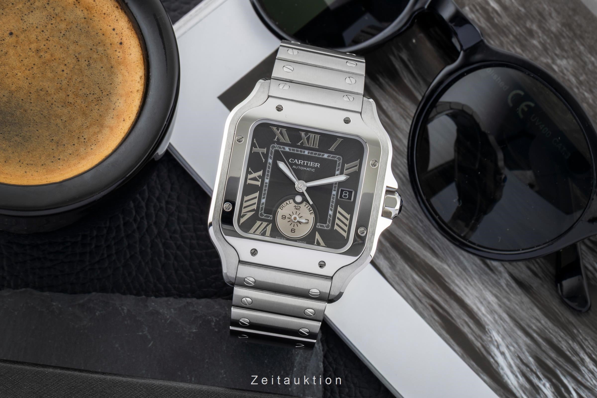 Cartier Santos Stahl Dual Time Herrenuhr Ref. WSSA0076 Box & Papiere 2025 [2601991]