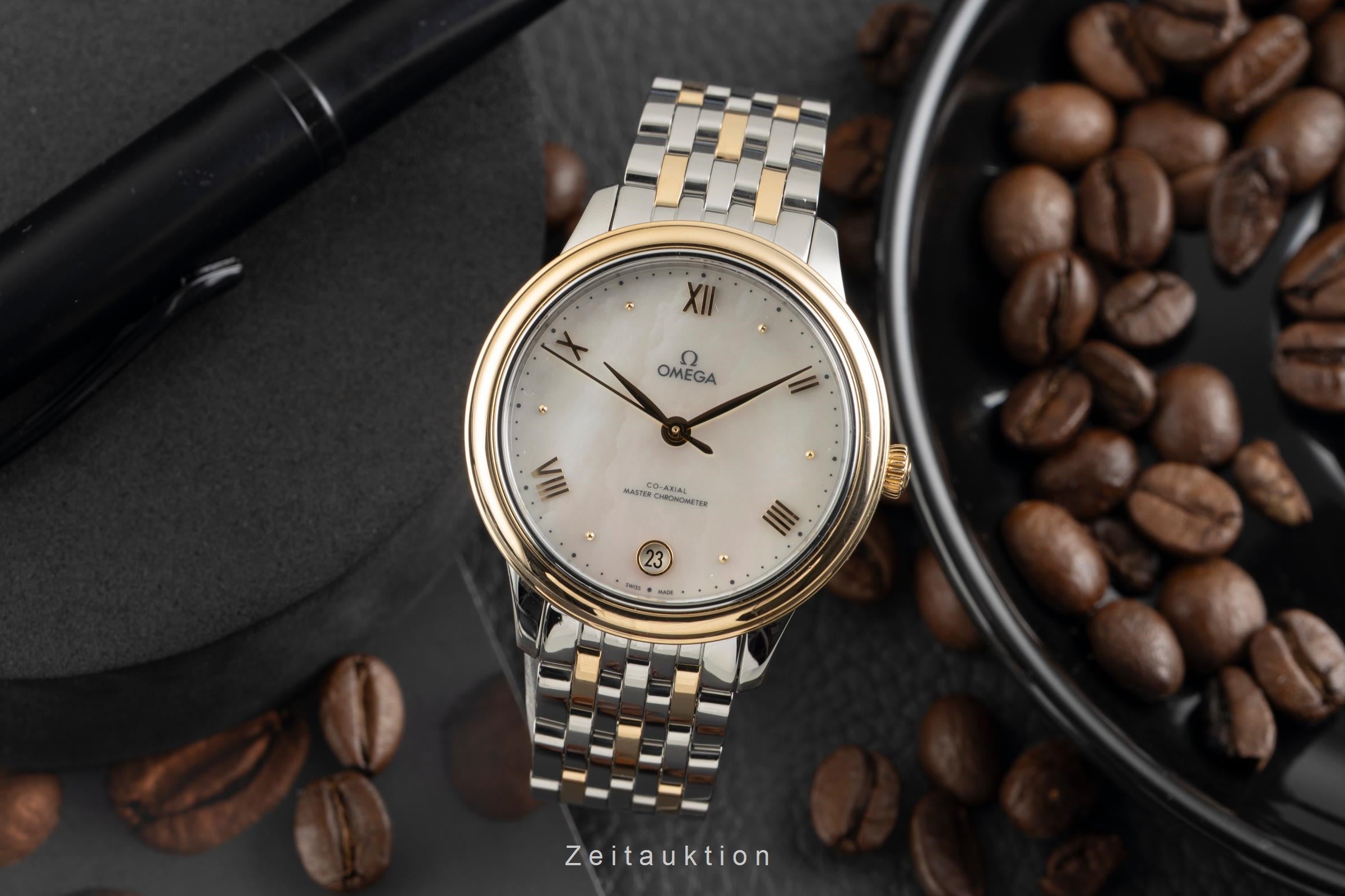 Omega De Ville Stahl / Gold Automatik Damenuhr Ref. 434.20.34.20.05.002 B&P 2024 [2601992]