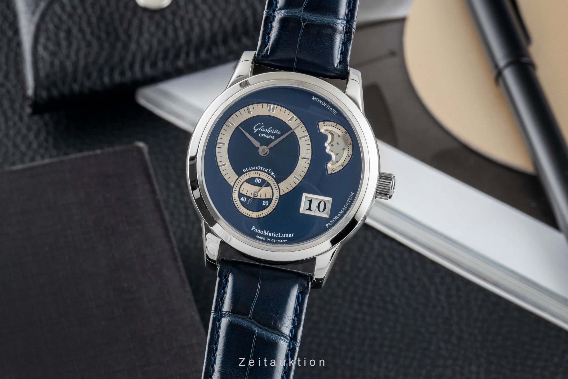 Glashütte PanoMaticLunar acero automático reloj para caballeros 1-90-02-05-02-04  [2601994]