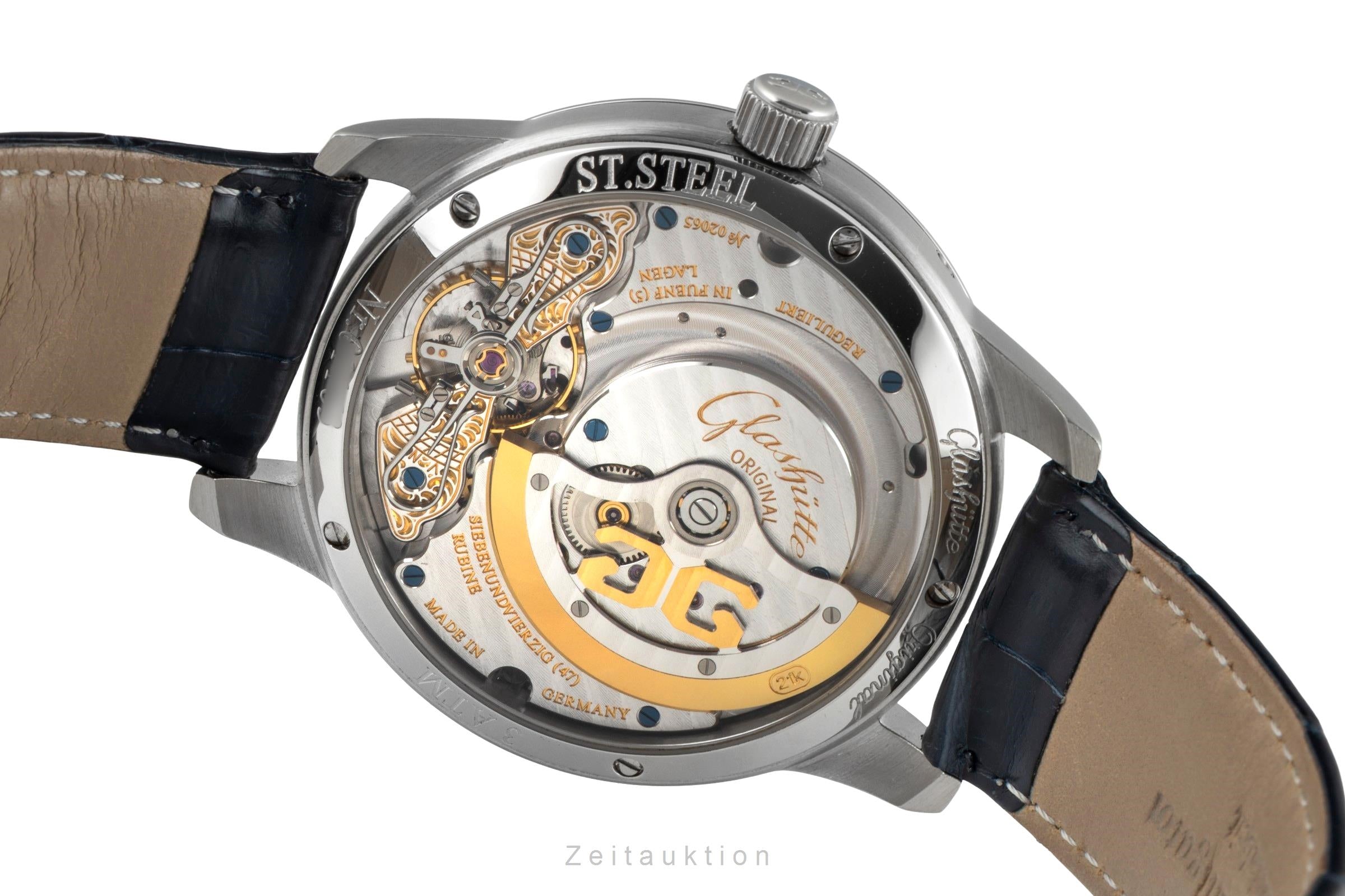 Glashütte PanoMaticLunar acero automático reloj para caballeros 1-90-02-05-02-04  [2601994]
