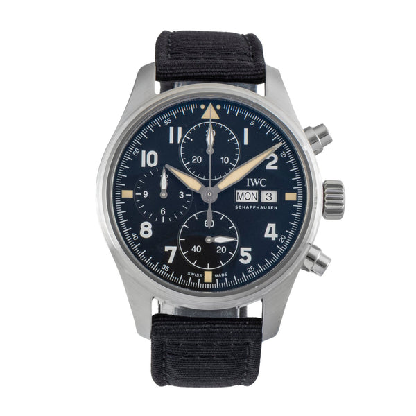 IWC Fliegerchronograph chronographe acier automatique montre pour hommes IW387903 LP: 7700EUR  [2602006]