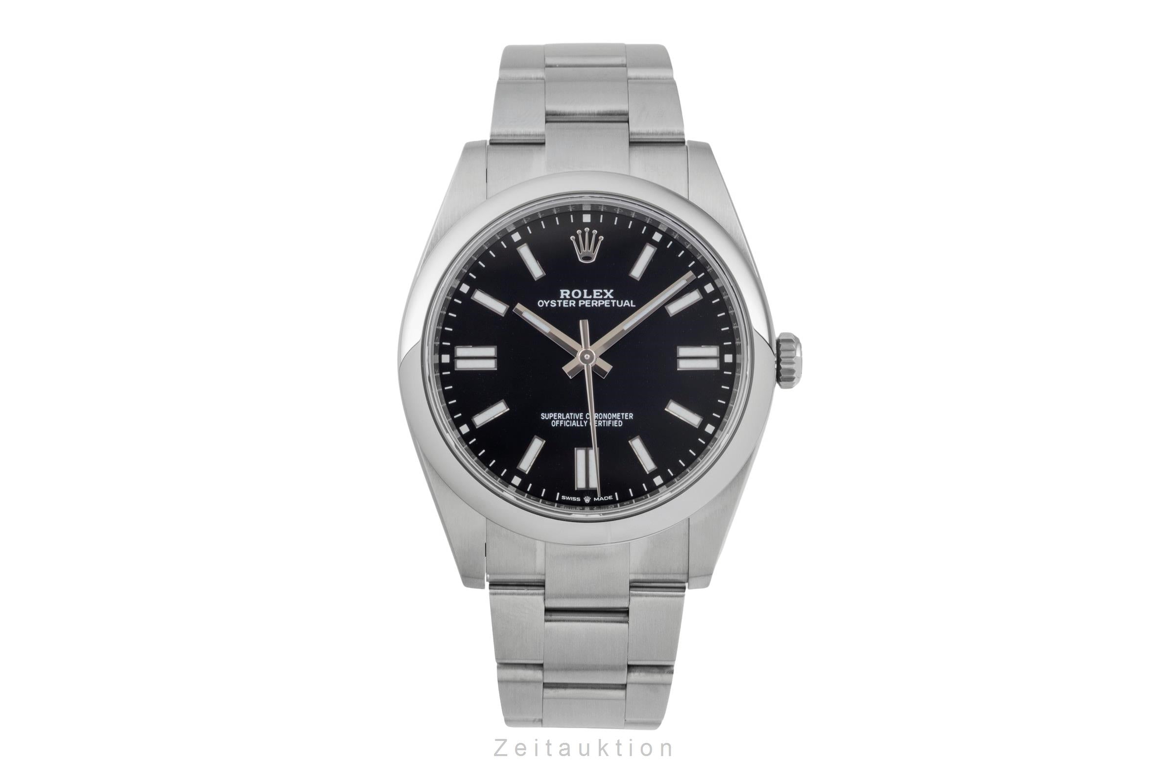 Rolex Oyster Perpetual Black Dial Stahl Automatik Herren Ref. 124300 B&P 2021 [2602021]