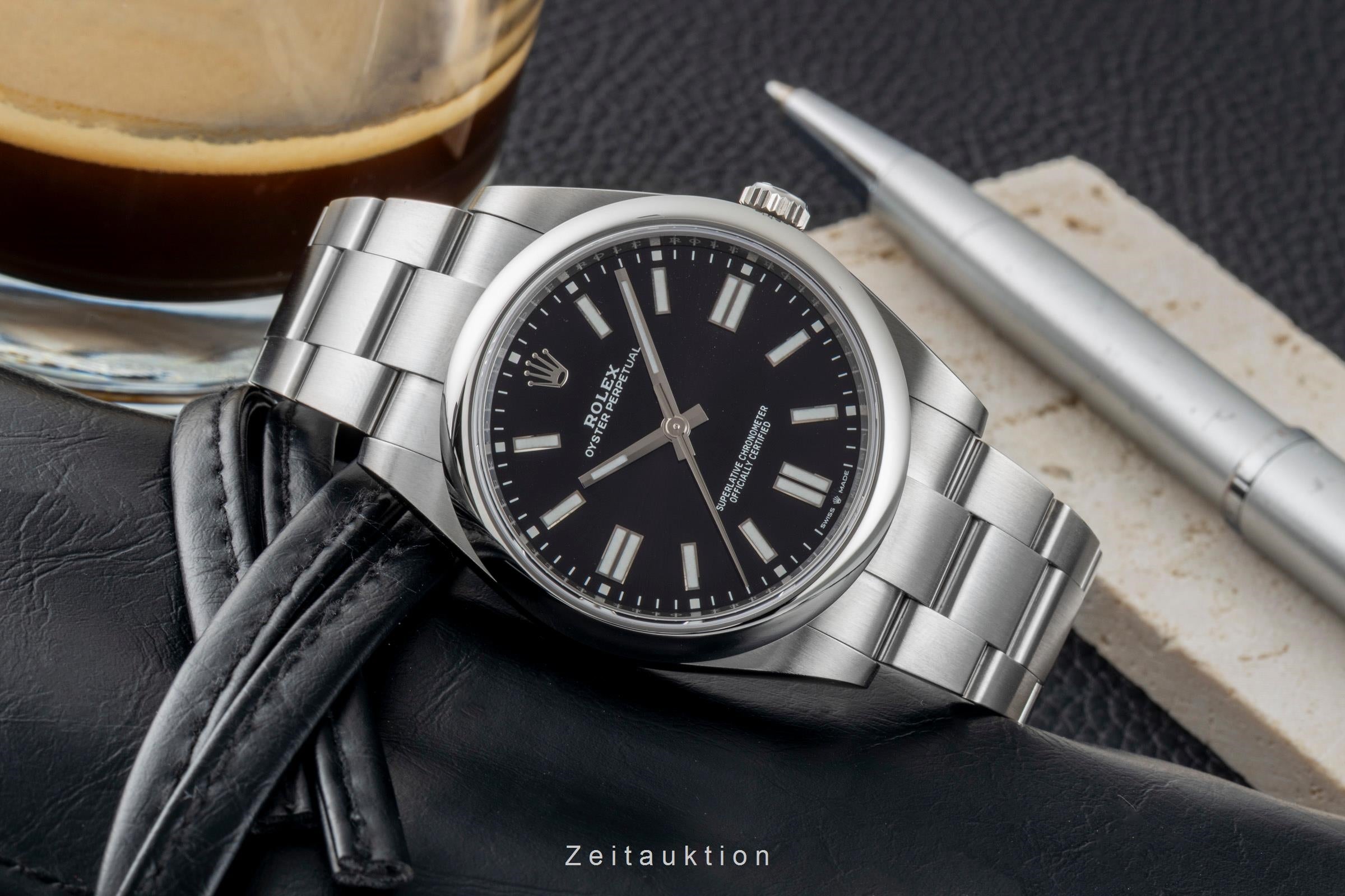 Rolex Oyster Perpetual Black Dial Stahl Automatik Herren Ref. 124300 B&P 2021 [2602021]