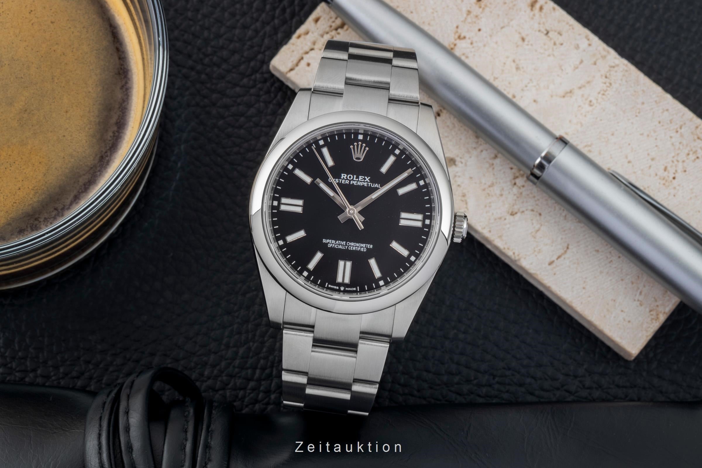 Rolex Oyster Perpetual Black Dial Stahl Automatik Herren Ref. 124300 B&P 2021 [2602021]