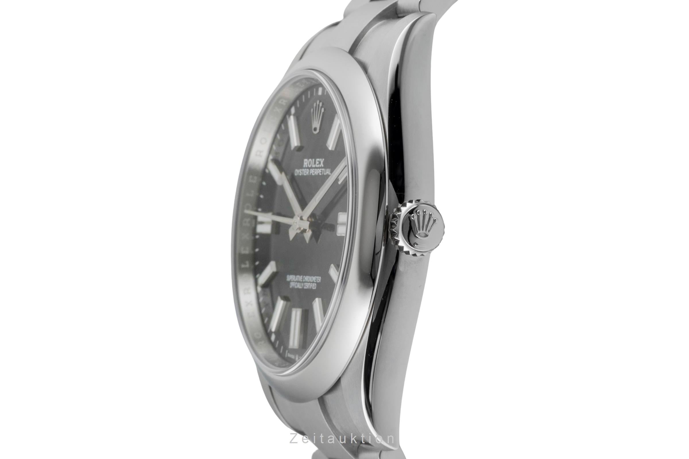 Rolex Oyster Perpetual Black Dial Stahl Automatik Herren Ref. 124300 B&P 2021 [2602021]