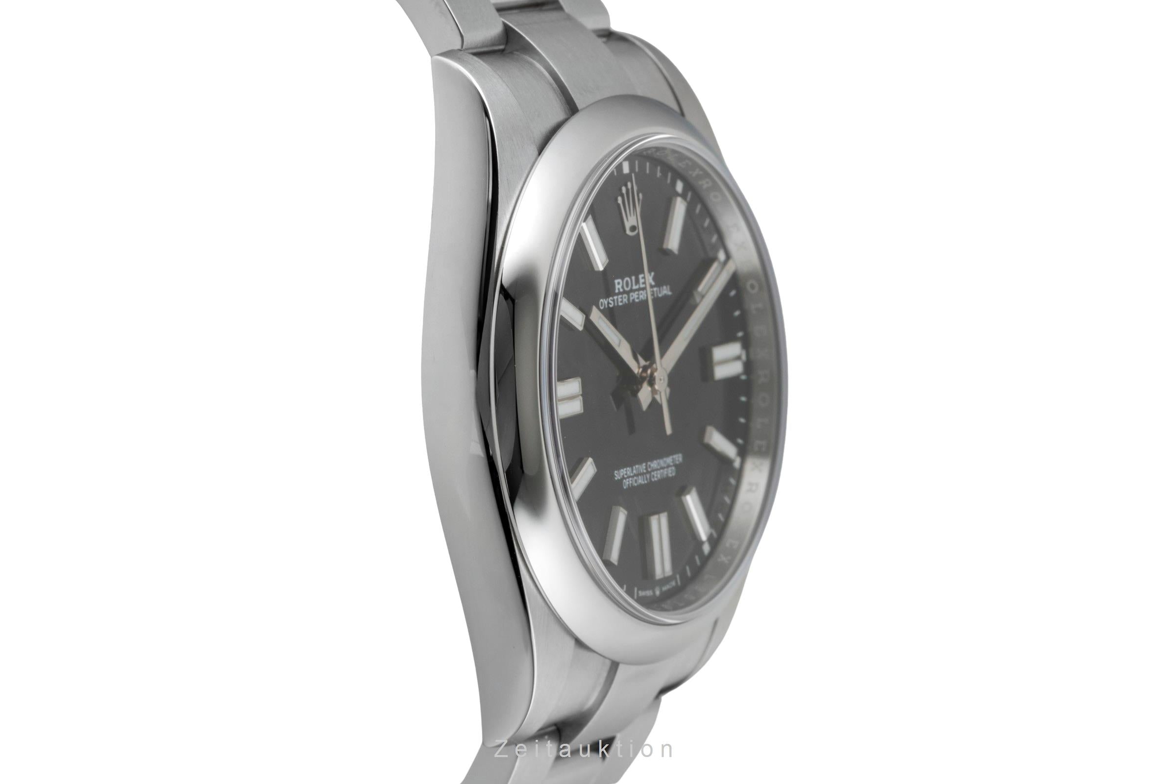 Rolex Oyster Perpetual Black Dial Stahl Automatik Herren Ref. 124300 B&P 2021 [2602021]