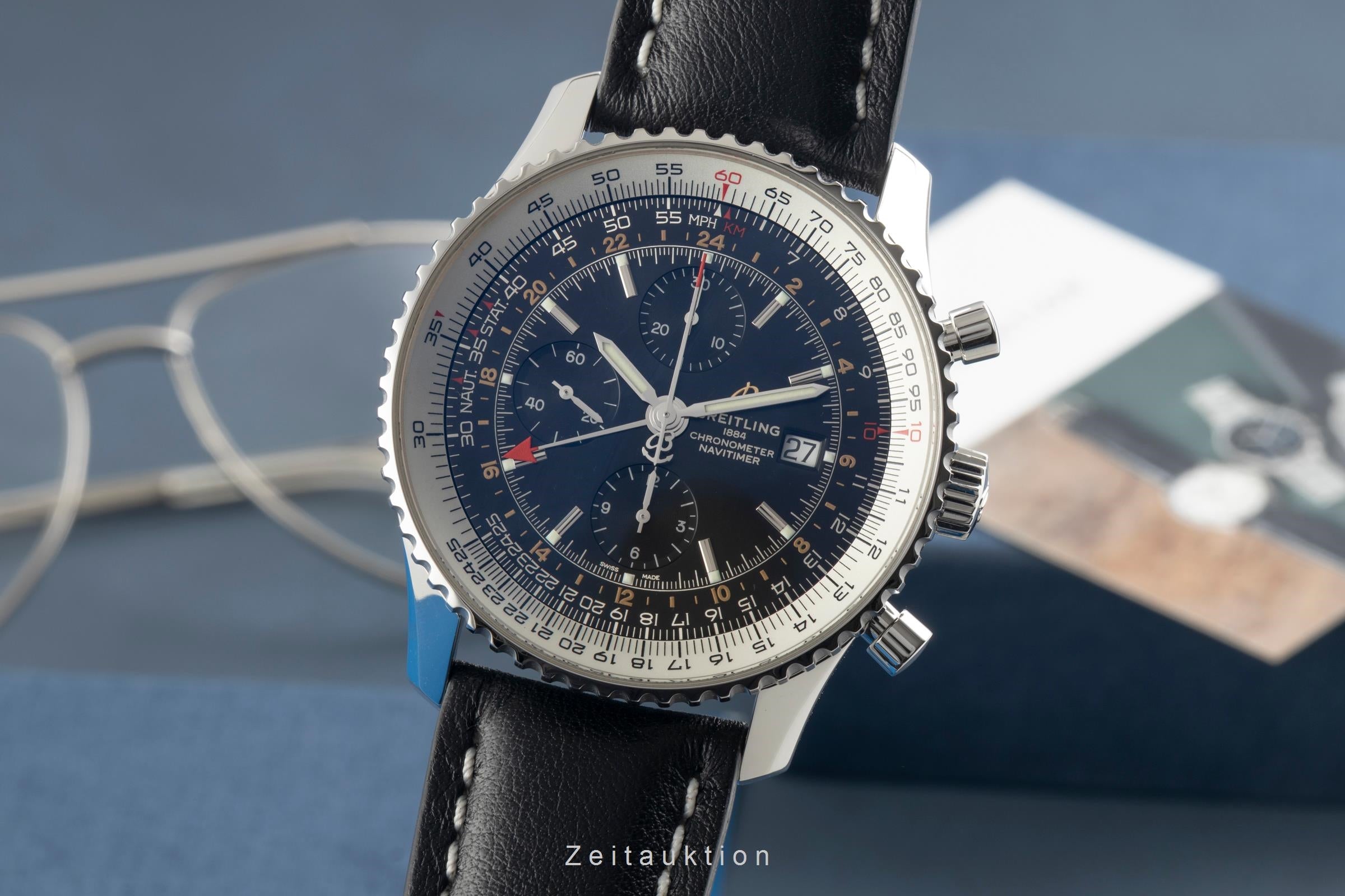 Breitling Navitimer World chronograph steel automatic Kal. B24 Ref