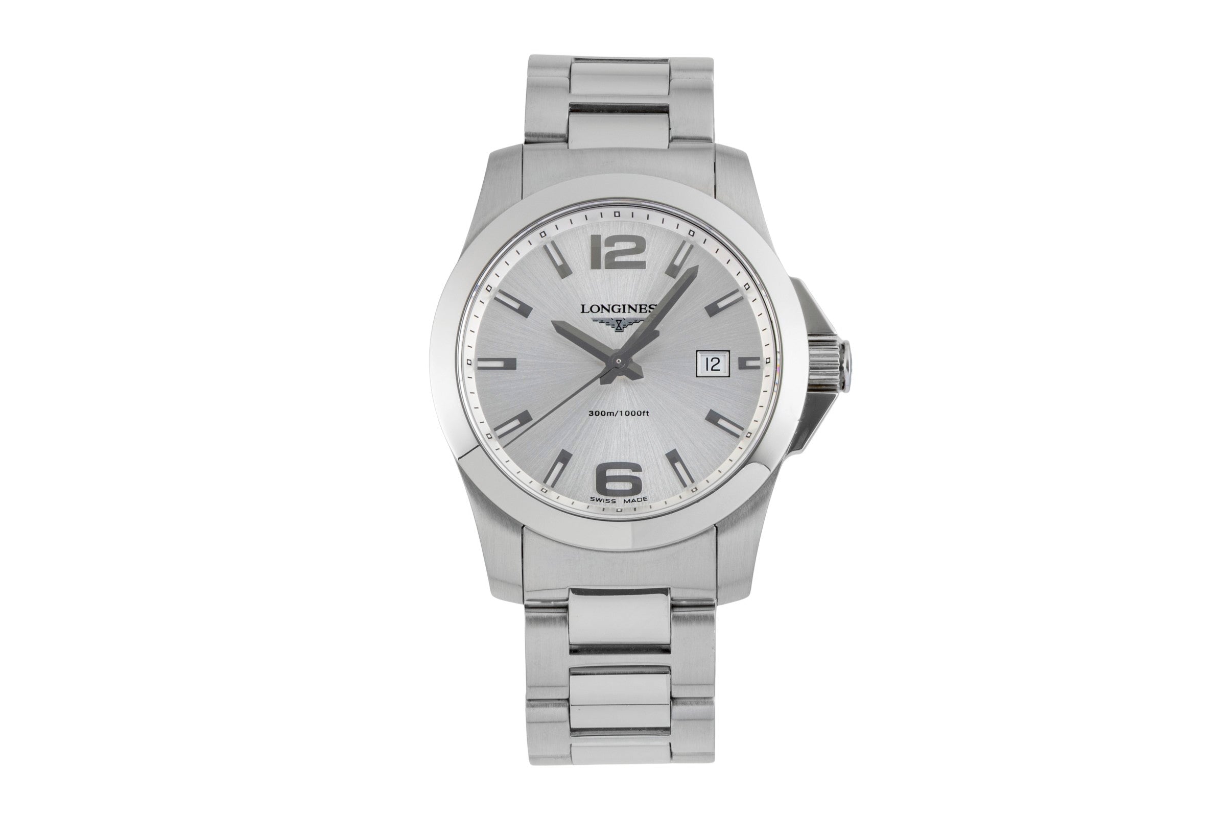 Longines Conquest 300M Edelstahl Datum Herrenuhr Ref. L3.659.4.76.6 Box [2602088]