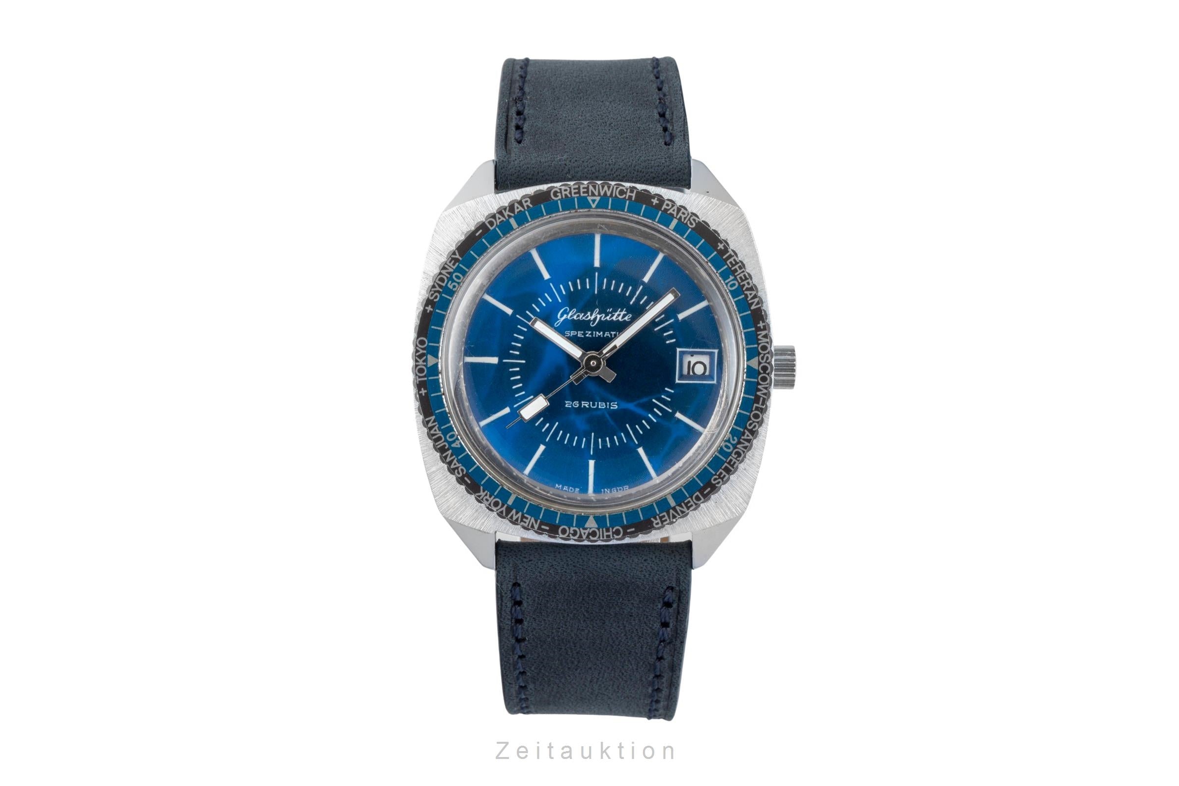 Glashütte Spezimatic latón cromado automático reloj para caballeros Vintage  [2602100]
