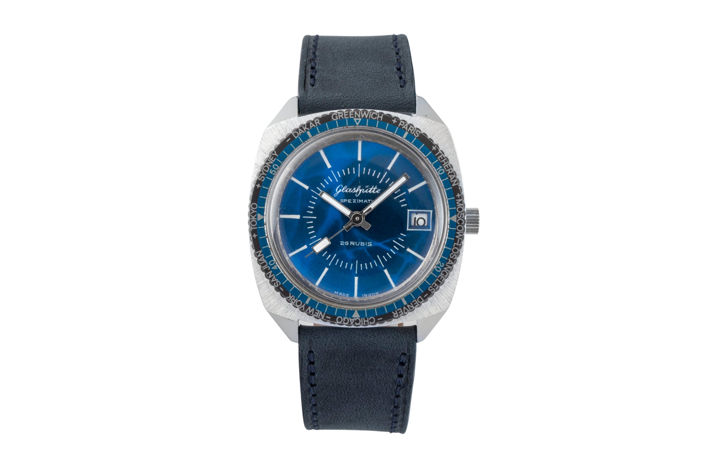 Glashütte Spezimatic laiton chromé automatique montre pour hommes Vintage  [2602100]