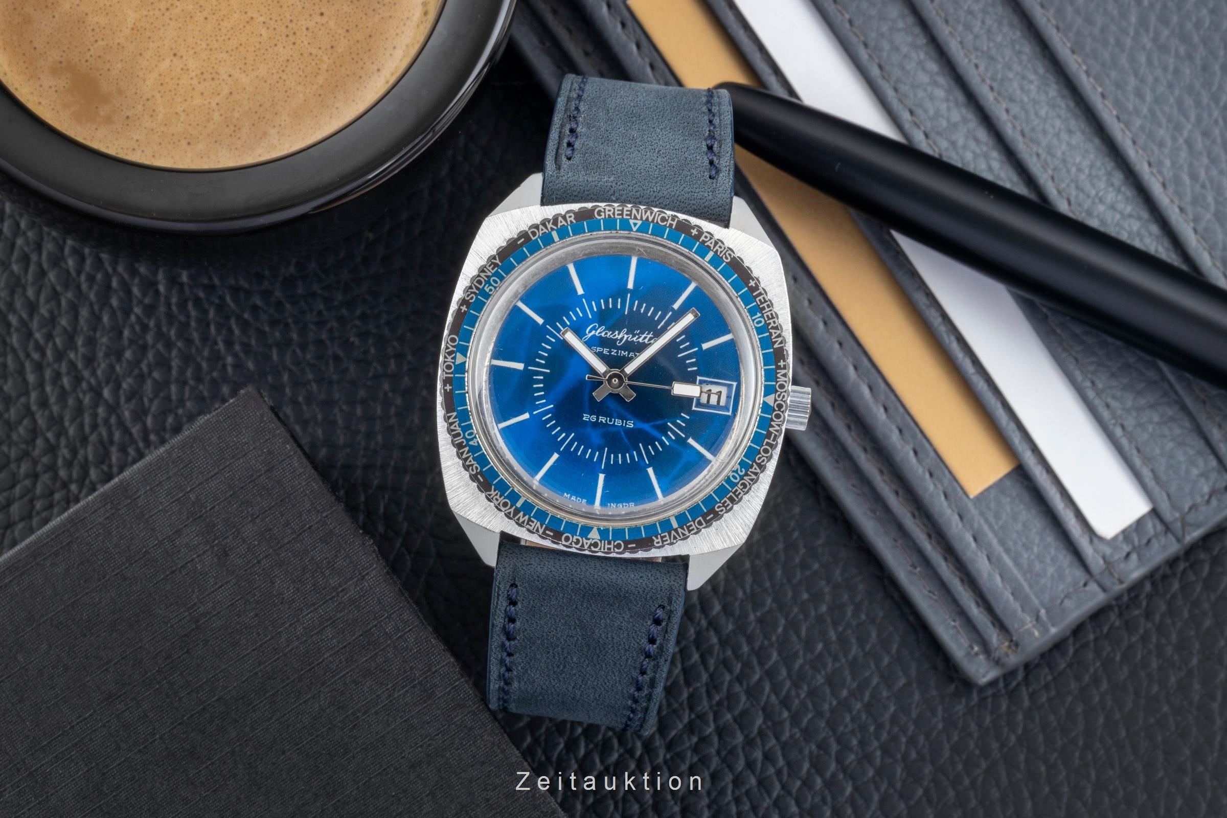 Glashütte Spezimatic latón cromado automático reloj para caballeros Vintage  [2602100]