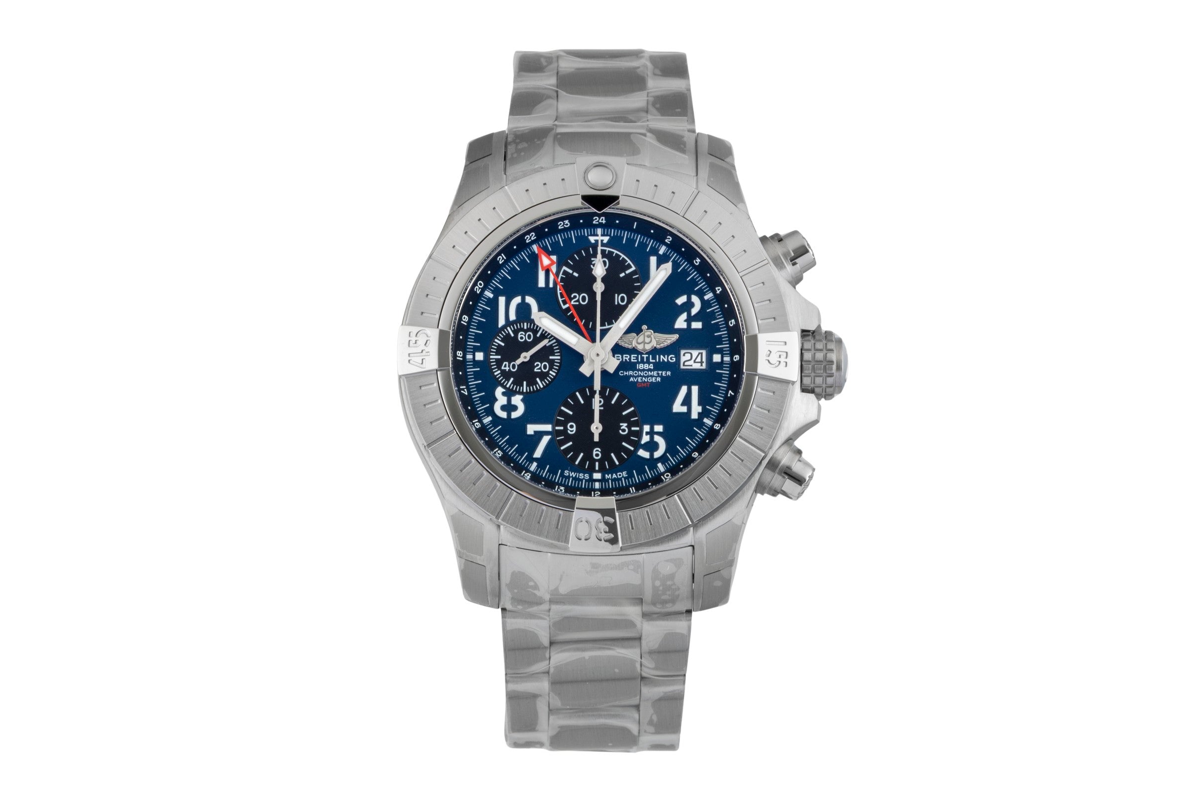 Breitling Avenger Chronograph GMT 45 Stahl Automatik Ref. A24315101C1A1 B&P New [2602111]
