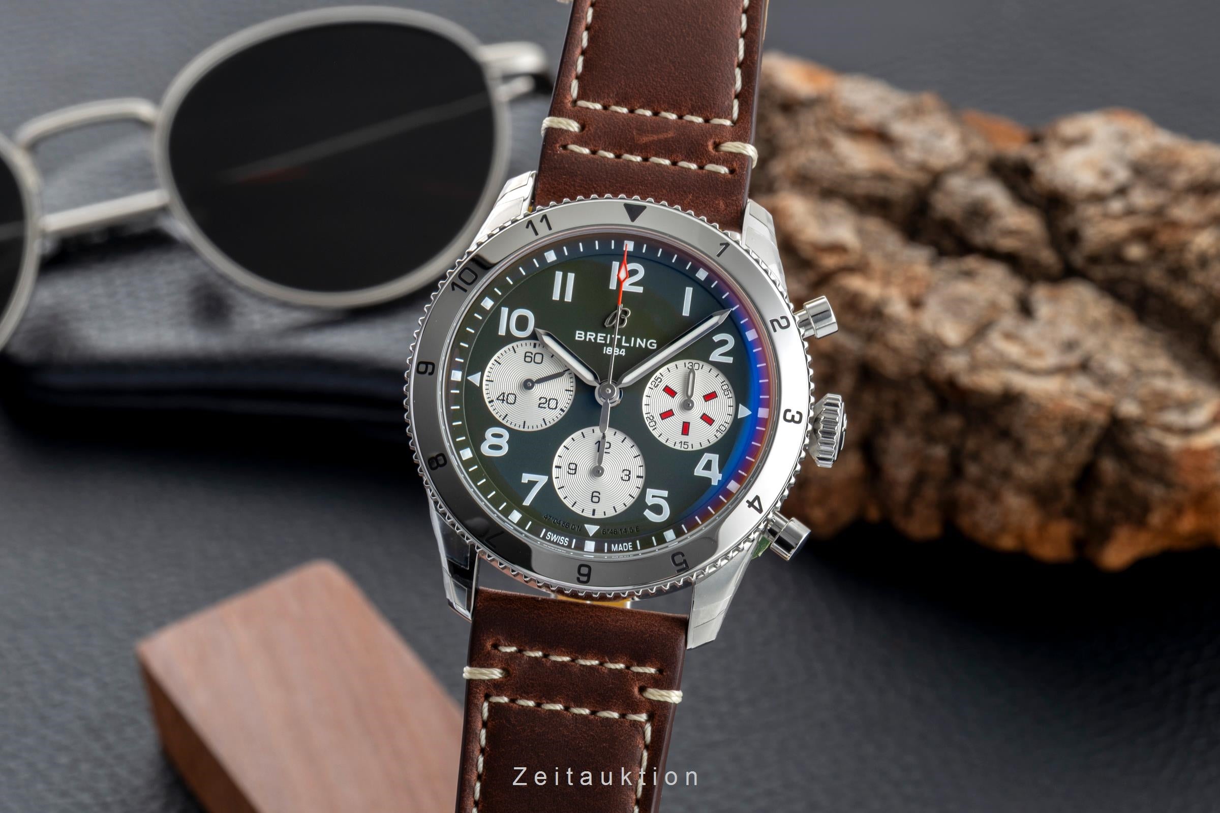 Breitling Classic AVI Chronograph 42 Curtiss Warhawk Stahl Ref A233802A1L1X1 B&P [2602127]