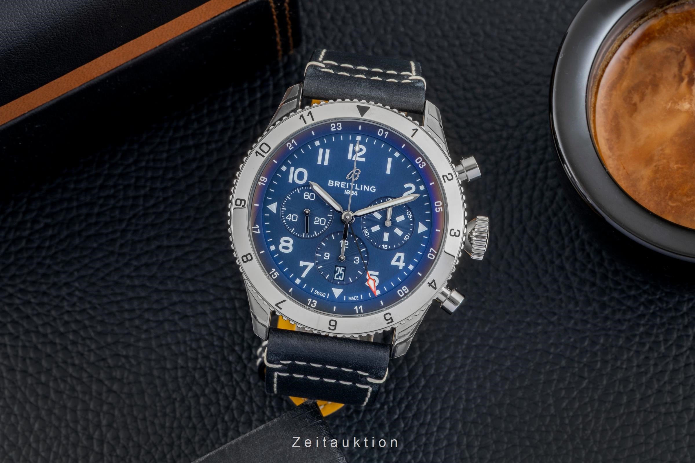 Breitling Super Avi chronograph steel automatic Kal. B04 Ref