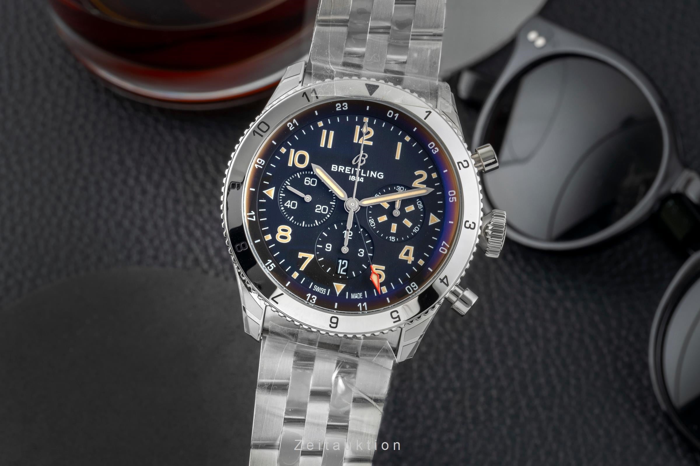 Breitling Super Avi chronographe acier automatique montre pour hommes AB04453A1B1A1 LP: 11500EUR  [2602129]
