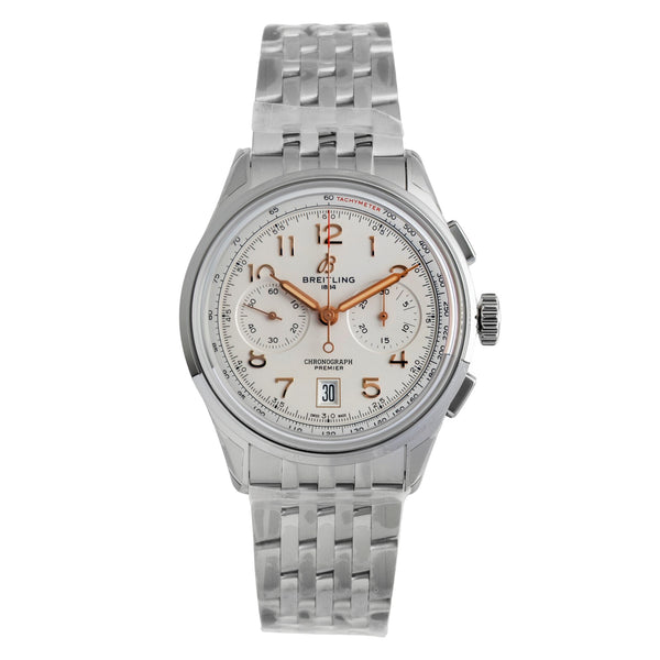 Breitling Premier B01 Chronograph 42 Stahl Automatik Ref. AB0145211G1A1 B&P New [2602130]