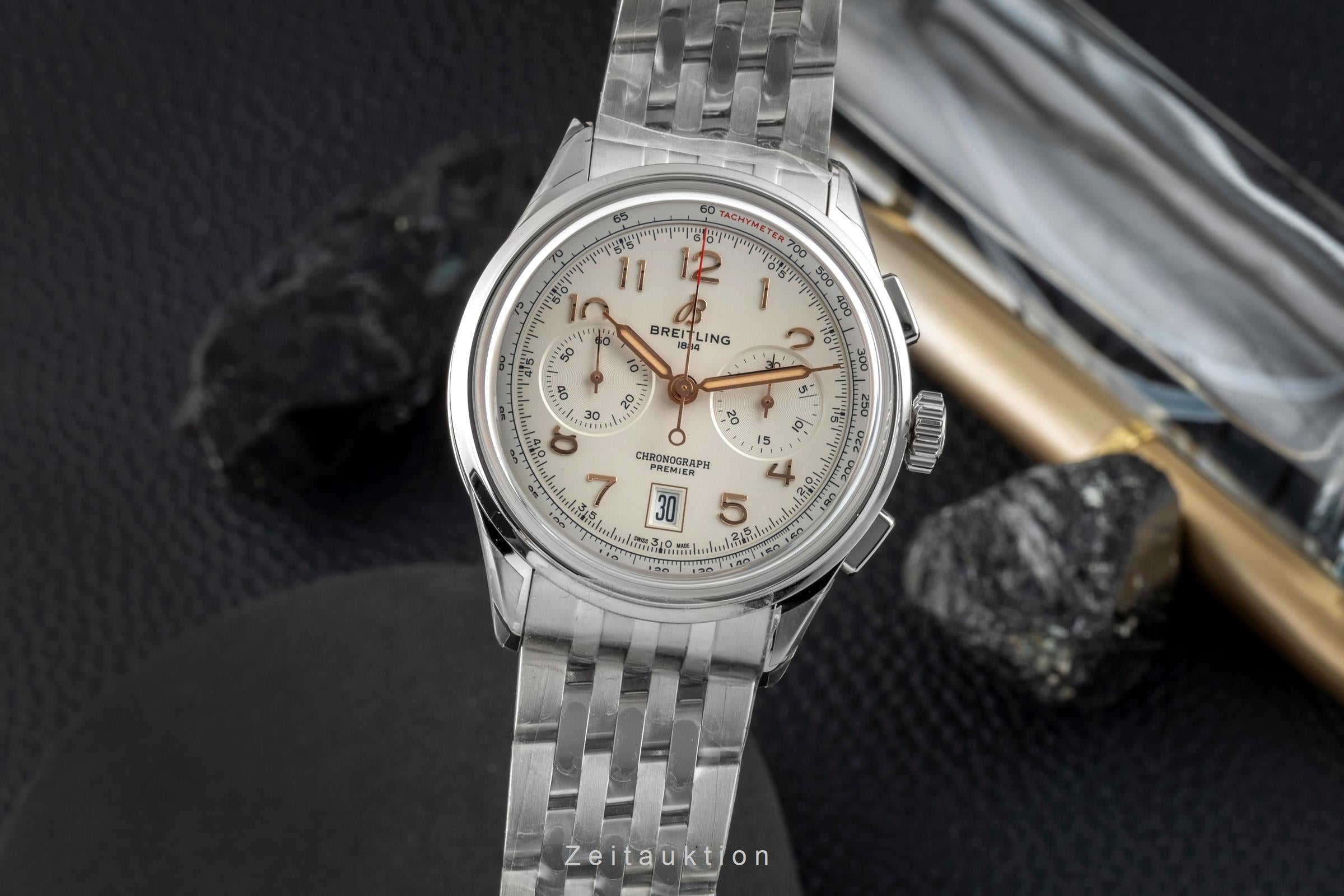 Breitling Premier B01 Chronograph 42 Stahl Automatik Ref. AB0145211G1A1 B&P New [2602130]