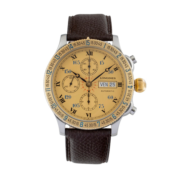 Longines Lindbergh Stundenwinkel cronografo acciaio / oro automatismo orologio da uomo 674.52.32  [2602141]