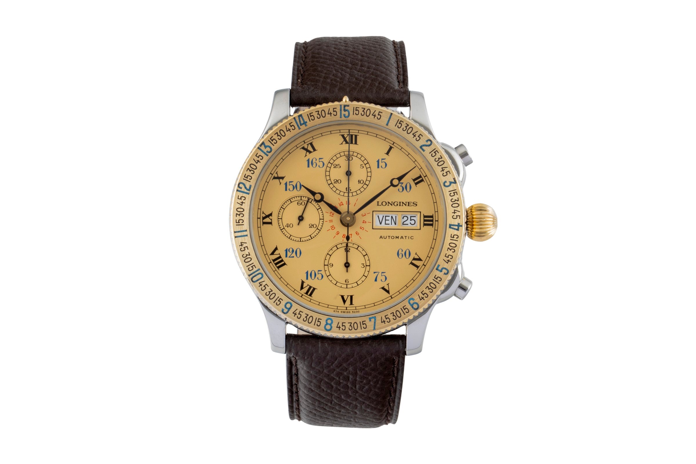 Longines Lindbergh Stundenwinkel Chronograph Stahl/Gold Automatik Ref 674.52.32  [2602141]