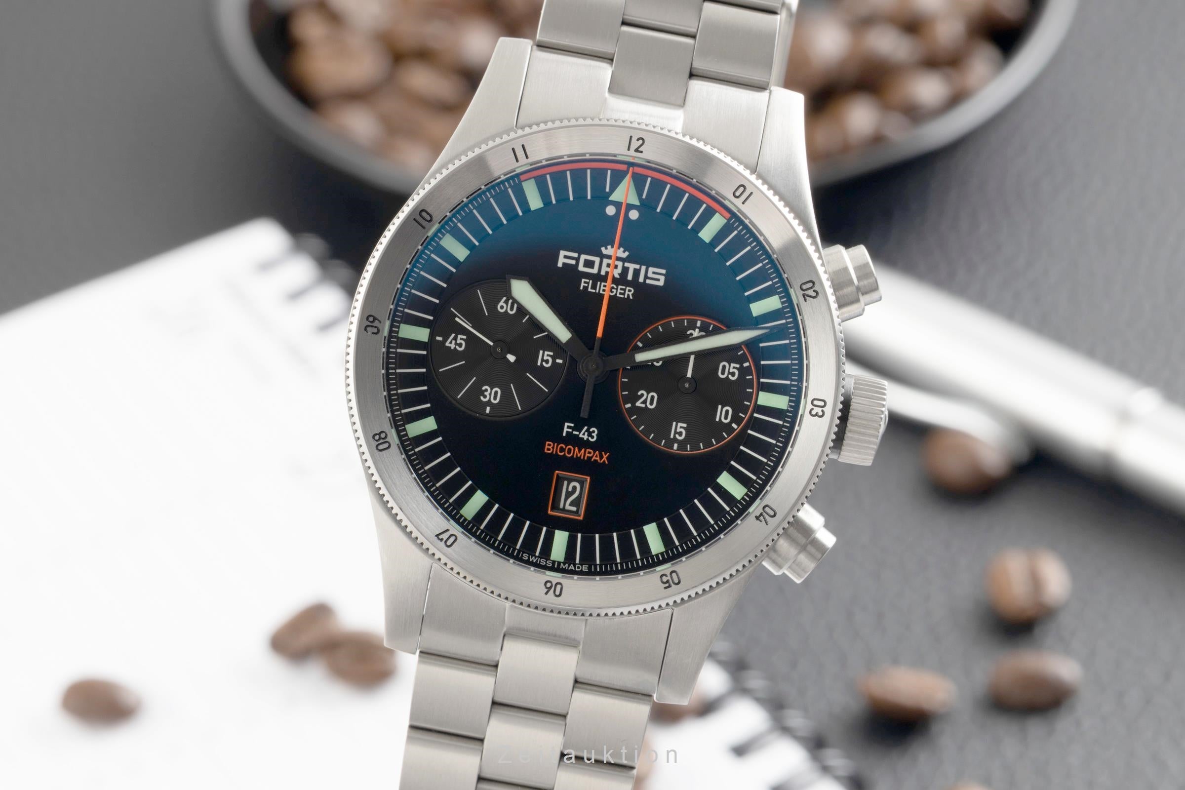 Fortis F-43 chronograph steel automatic Kal. UW-51 Ref. F.424.0004